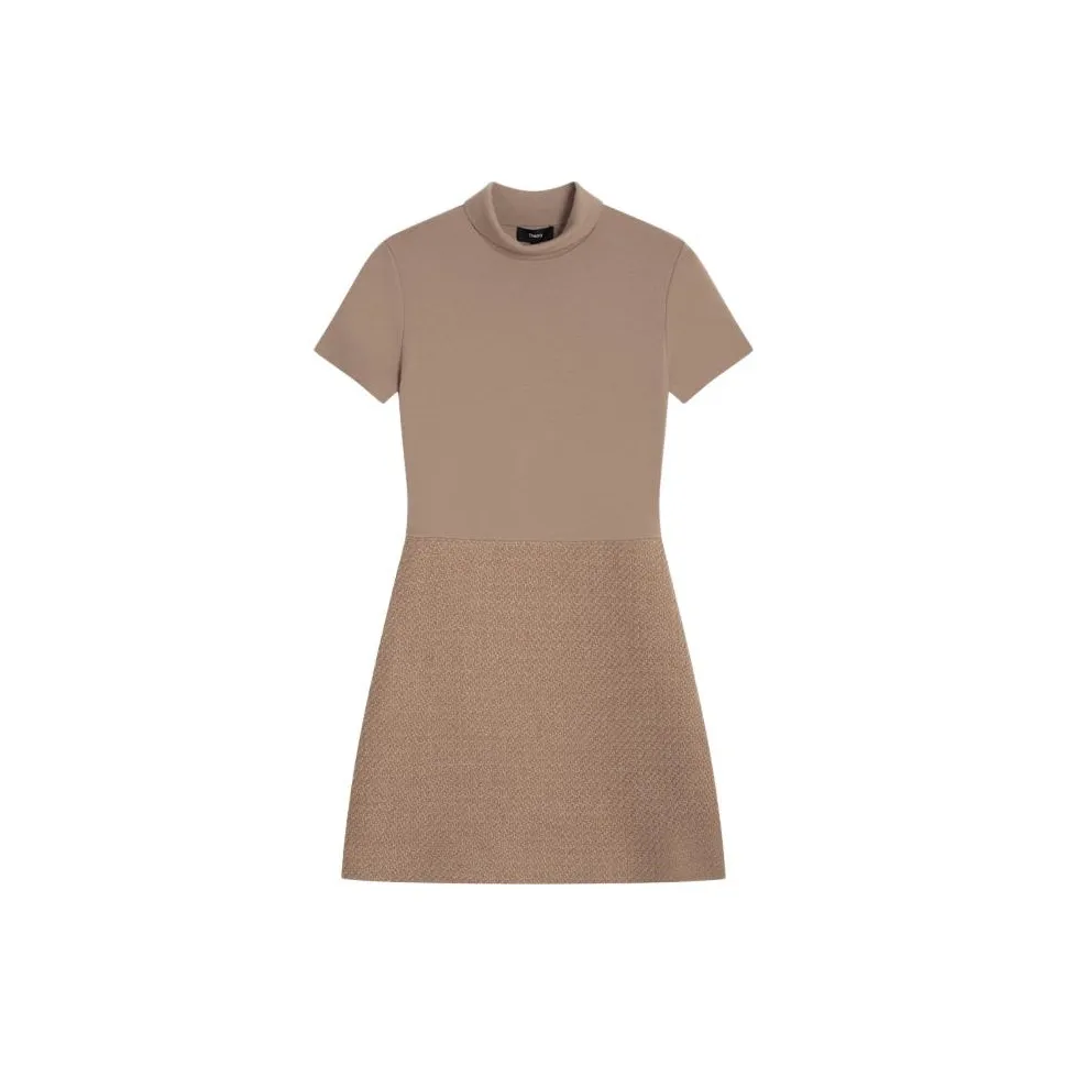 THEORY FW23 Short Sleeved Dress Women's Camel