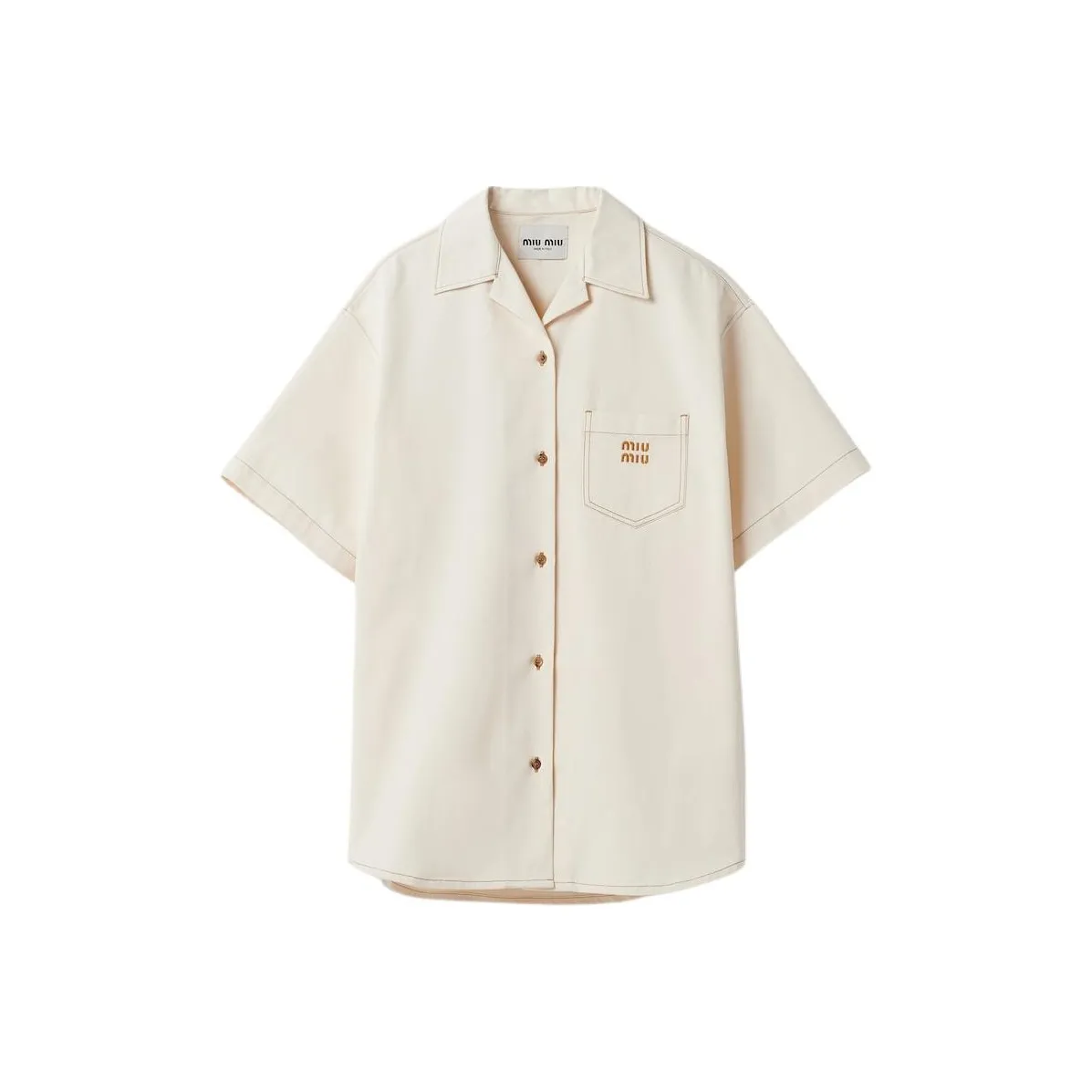 MIU MIU SS24 Short Sleeved Dress Women's Beige