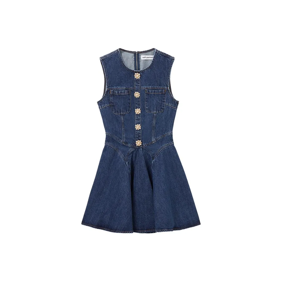 Self-portrait Denim Skater Mini Dress