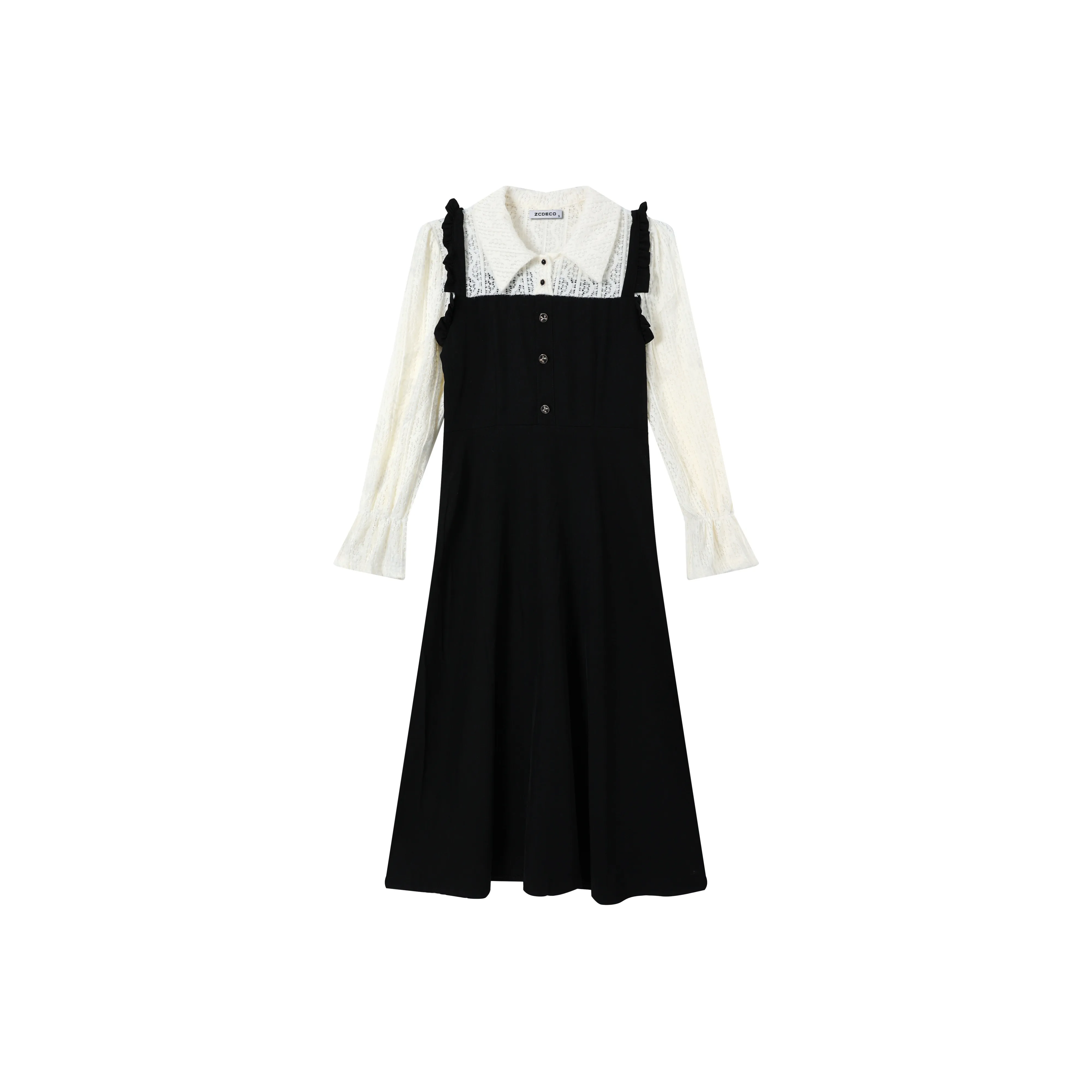 ZCDECO Длинное платье с длинным рукавом женское черное