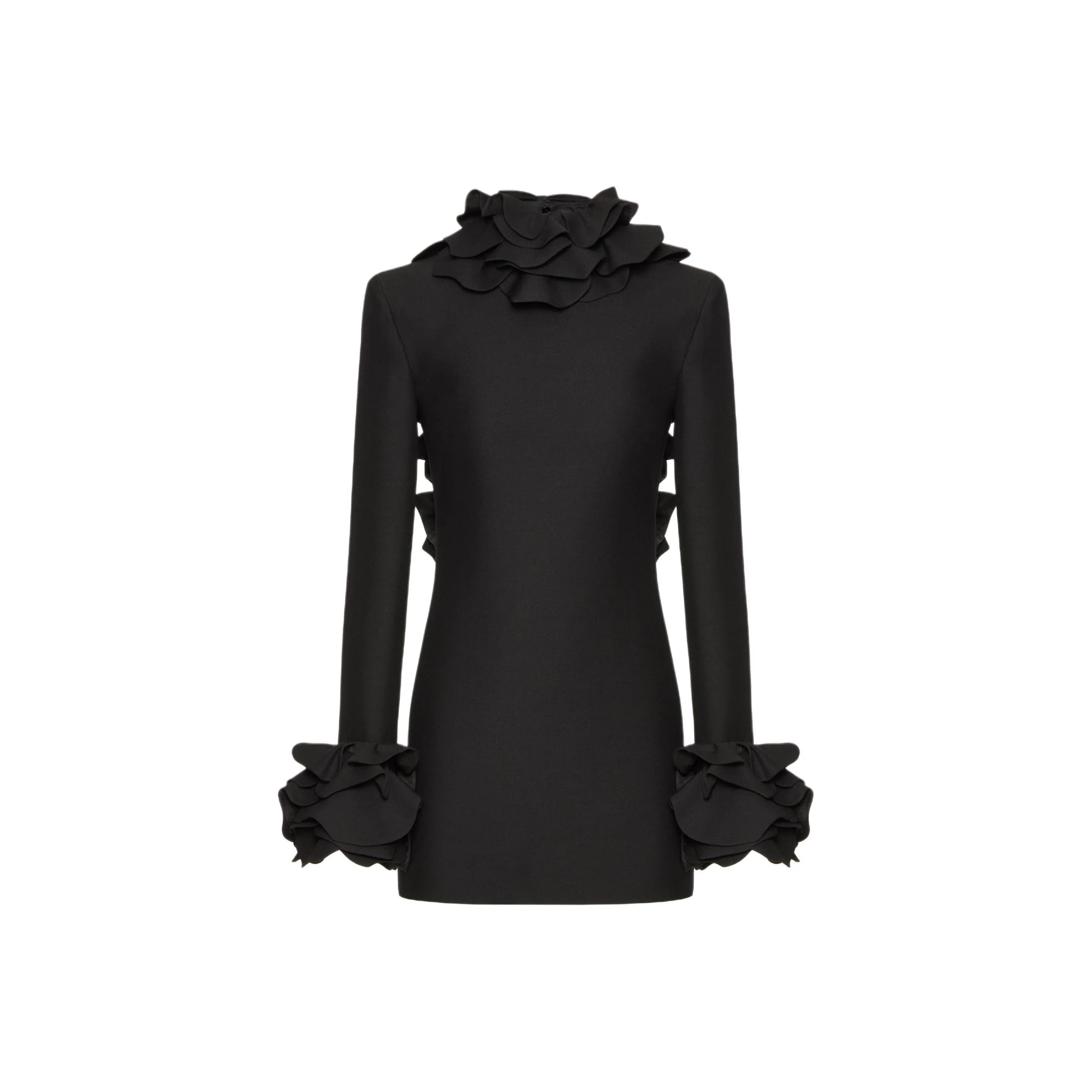 Valentino Ruffled Open Back Long Sleeved Dress