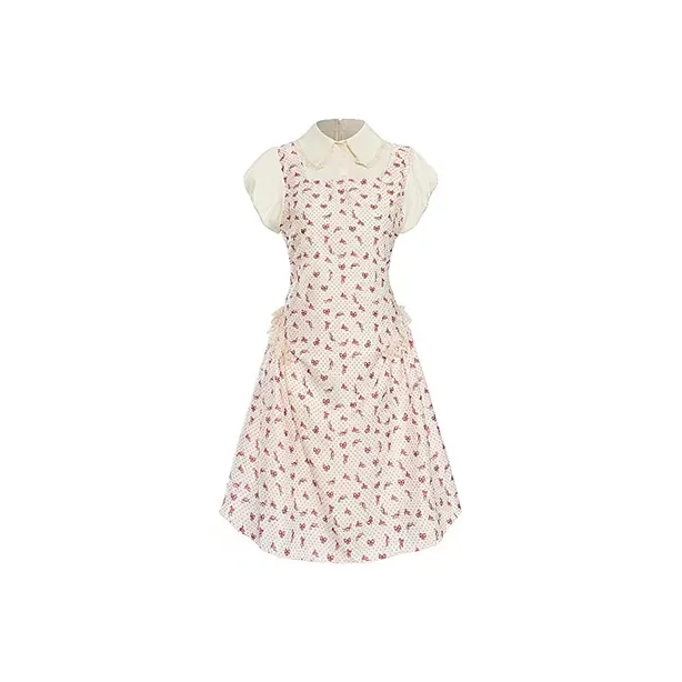 INCO VIBE Короткий рукав Платье Женское Розовый Белый Цветочный