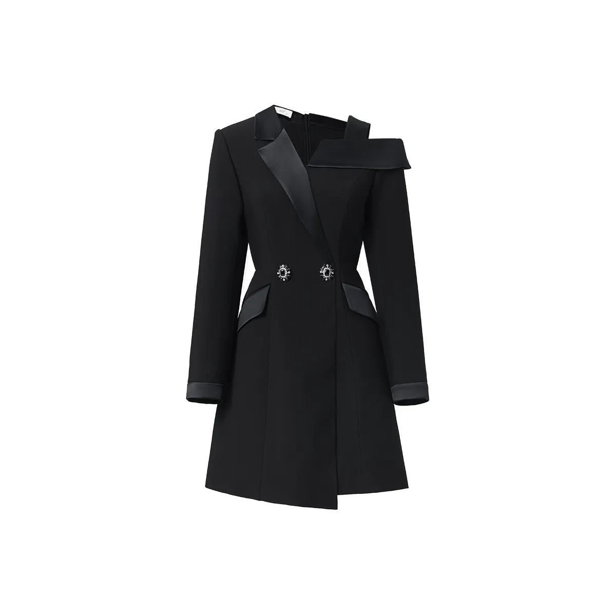 AUI Длинное платье с длинными рукавами женское черное