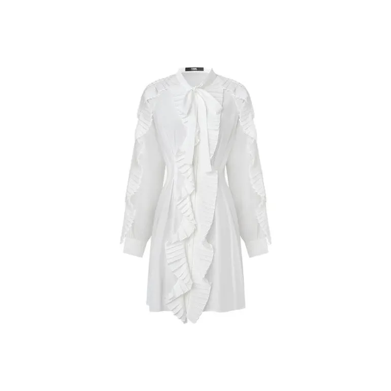 Karl Lagerfeld Длинное платье с длинными рукавами женское белое