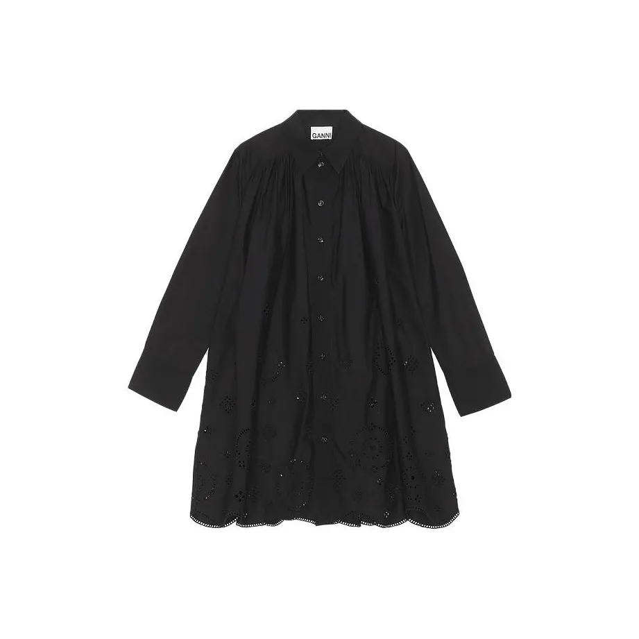 GANNI SS23 Vacation Shop Series Long Sleeved Dresses Women's Black