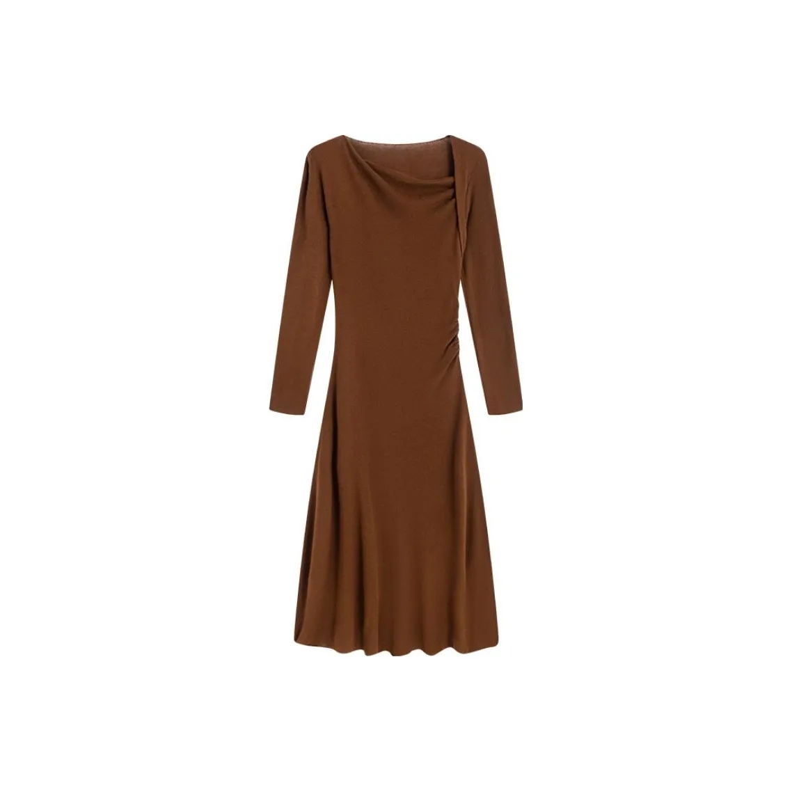 MOSIIMORII Длинное платье с длинными рукавами женское карамельный кофейный