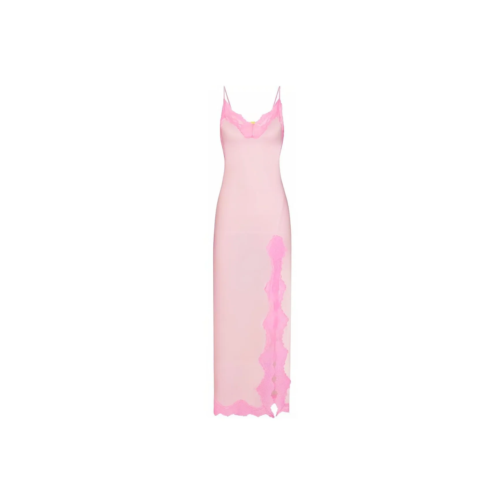 SKIMS Valentine's Day Collection WOVEN SHINE LACE LONG DRESS Slip Dress Women's CHERRY BLOSSOM/Cherry Blossom Color