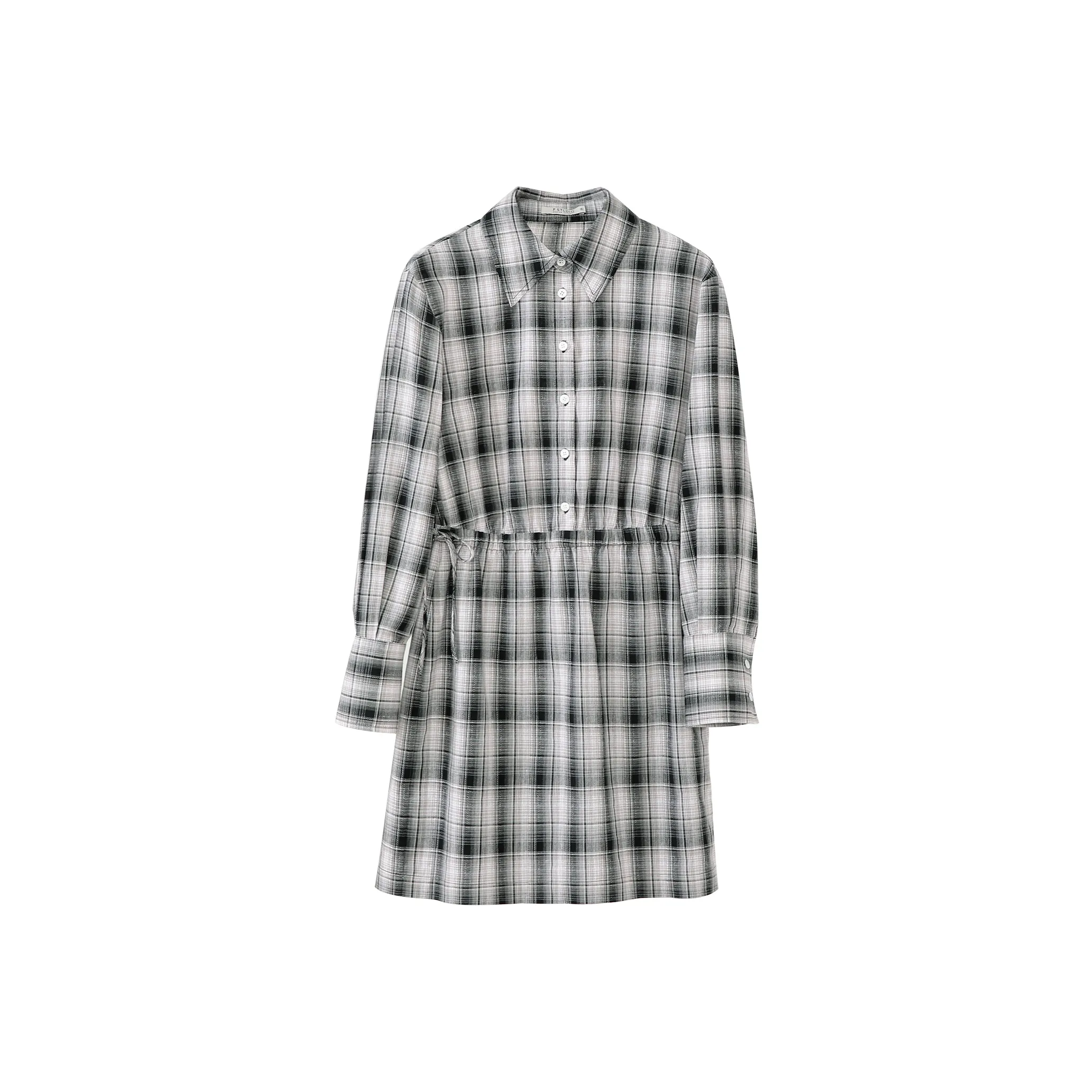Fstudio Blouse Style Long Sleeved Dress Women's Black White Plaid