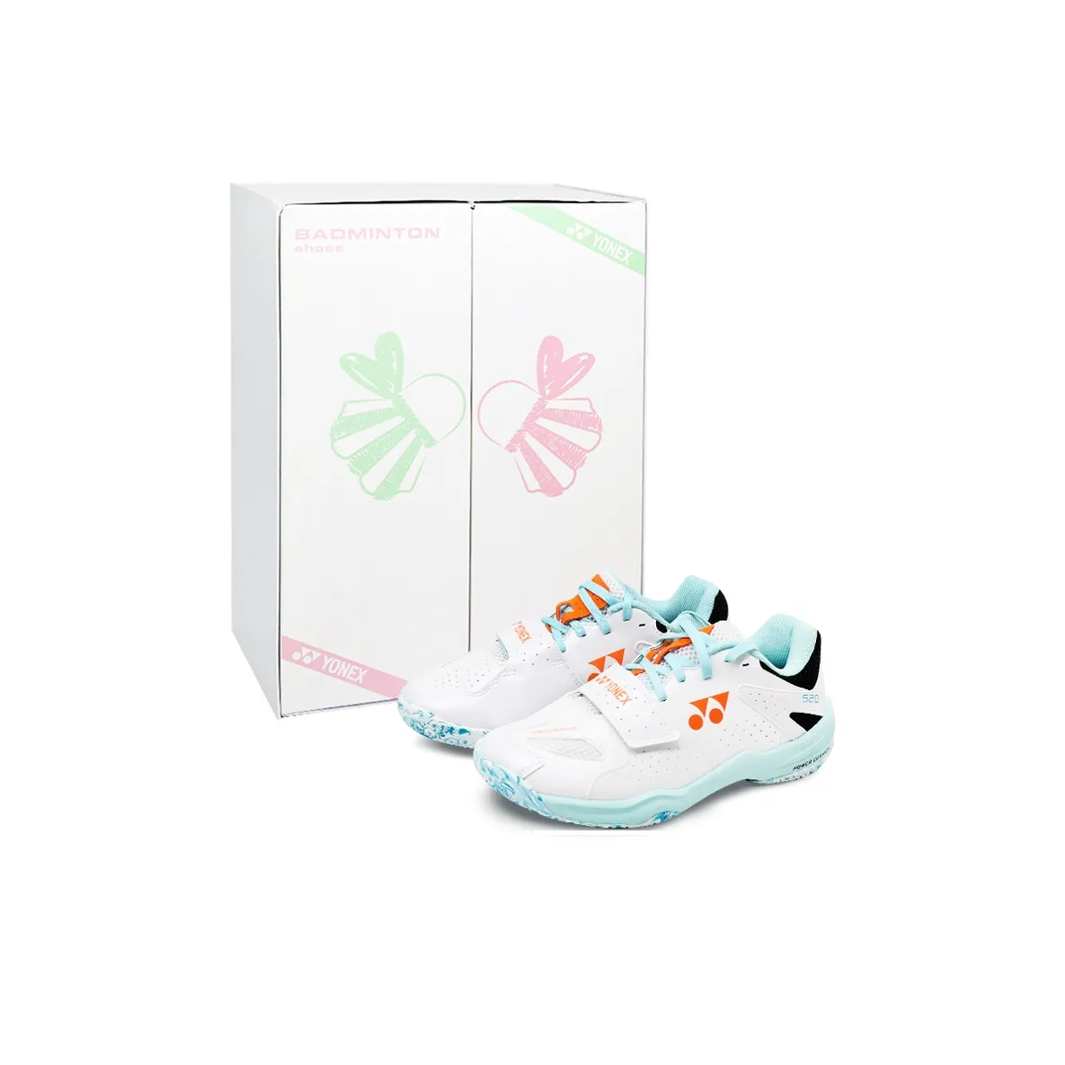 YONEX 520 Series Амортизаторы Slip-resistant и устойчивые к истиранию Низкий топ Бадминтон Обувь Unisex Белый Оранжевый