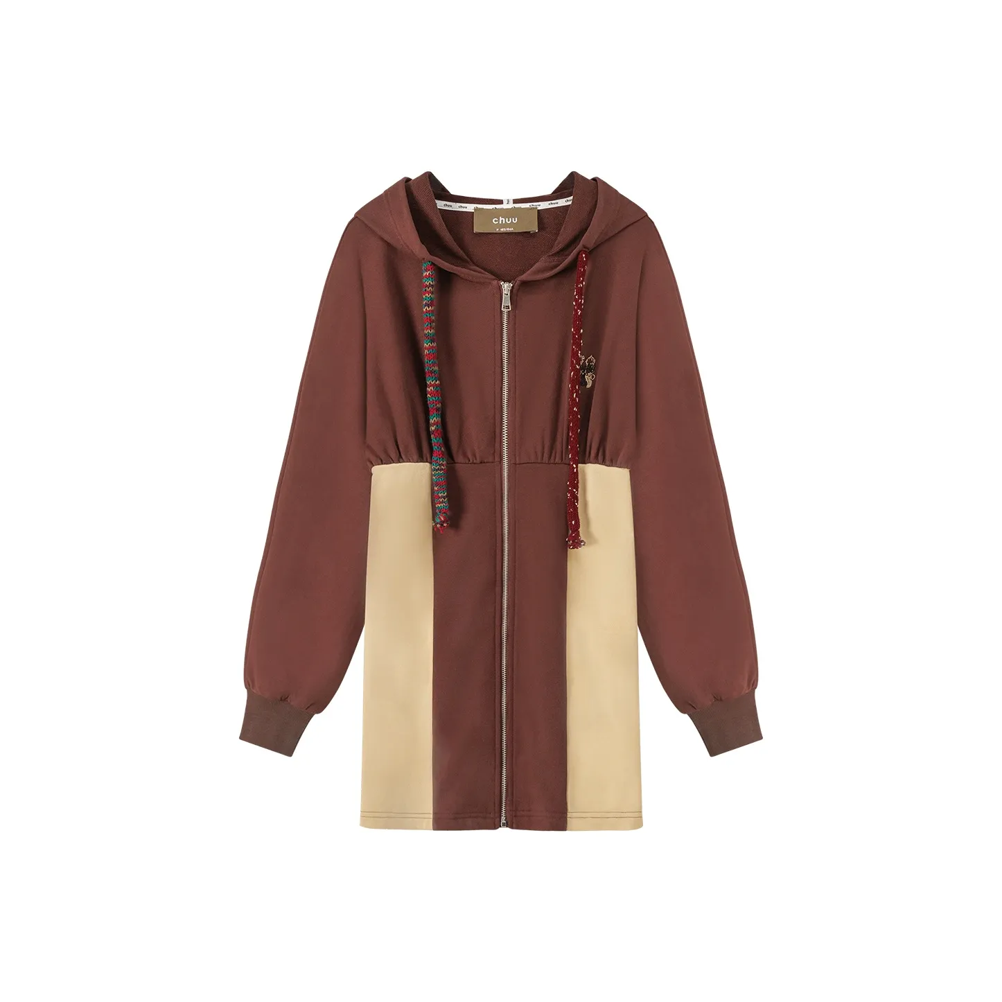 CHUU Красный кофе Женские Длинные Платья с рукавами