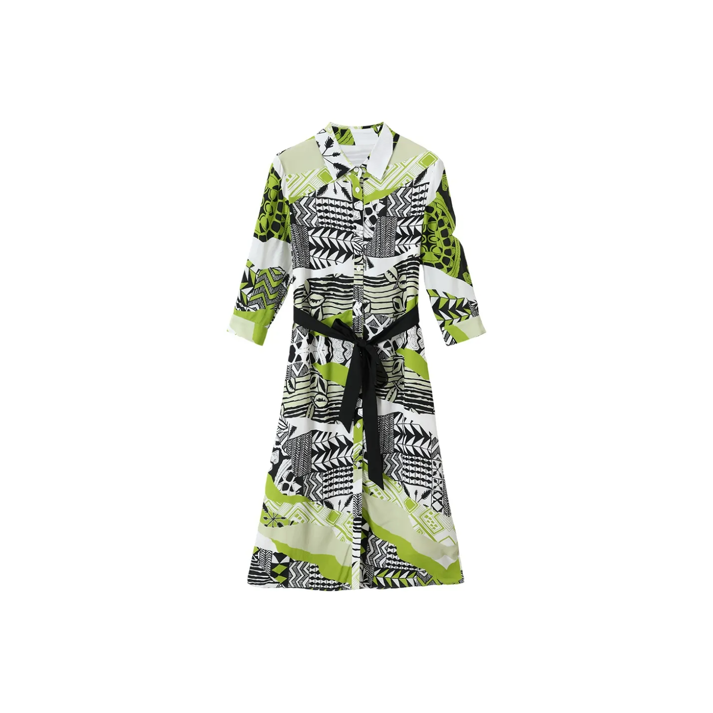 H-YXIANG Long-Sleeved Dresses Women's African Geometry