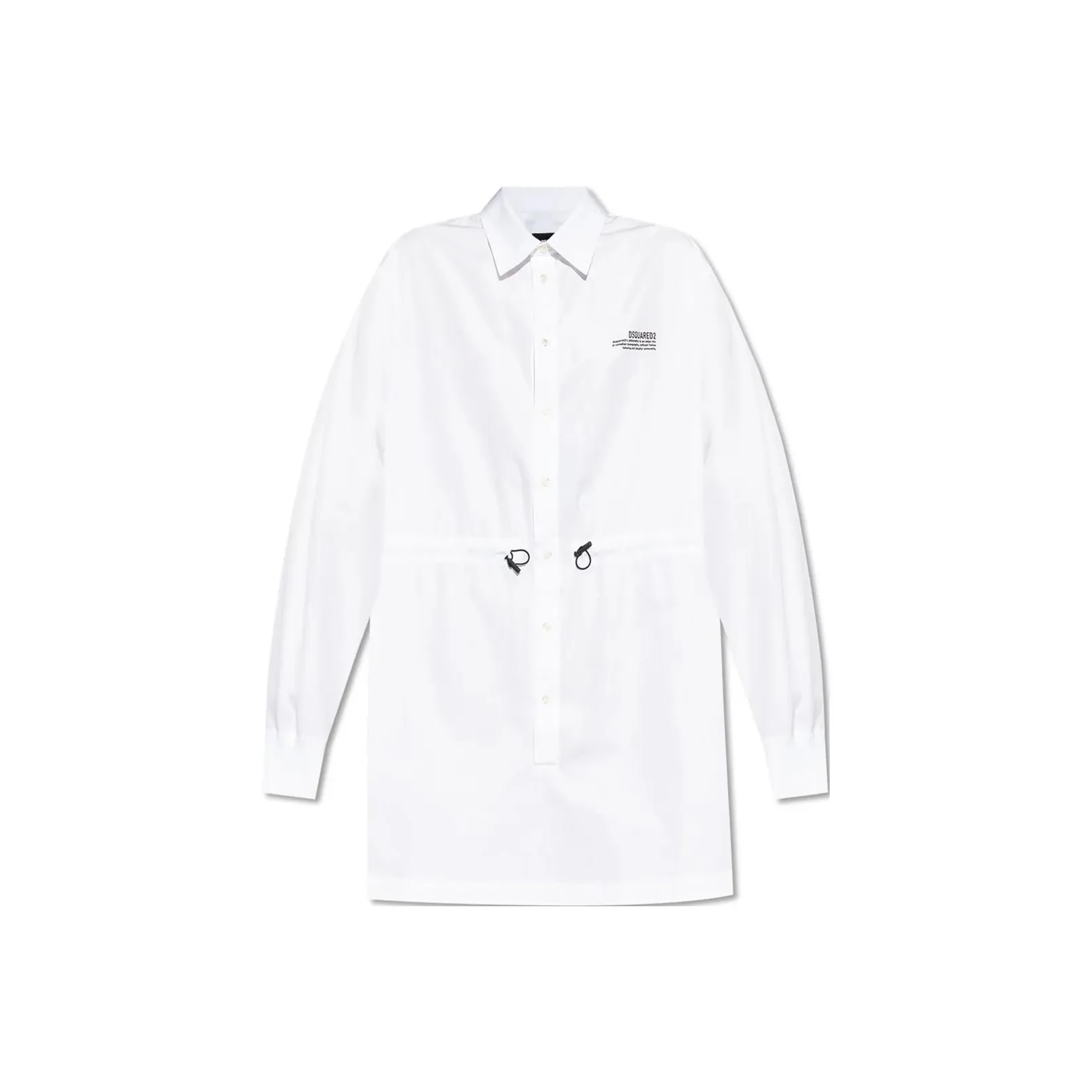 Dsquared2 Logo Printed Drawstring Waist Mini Shirt Dress