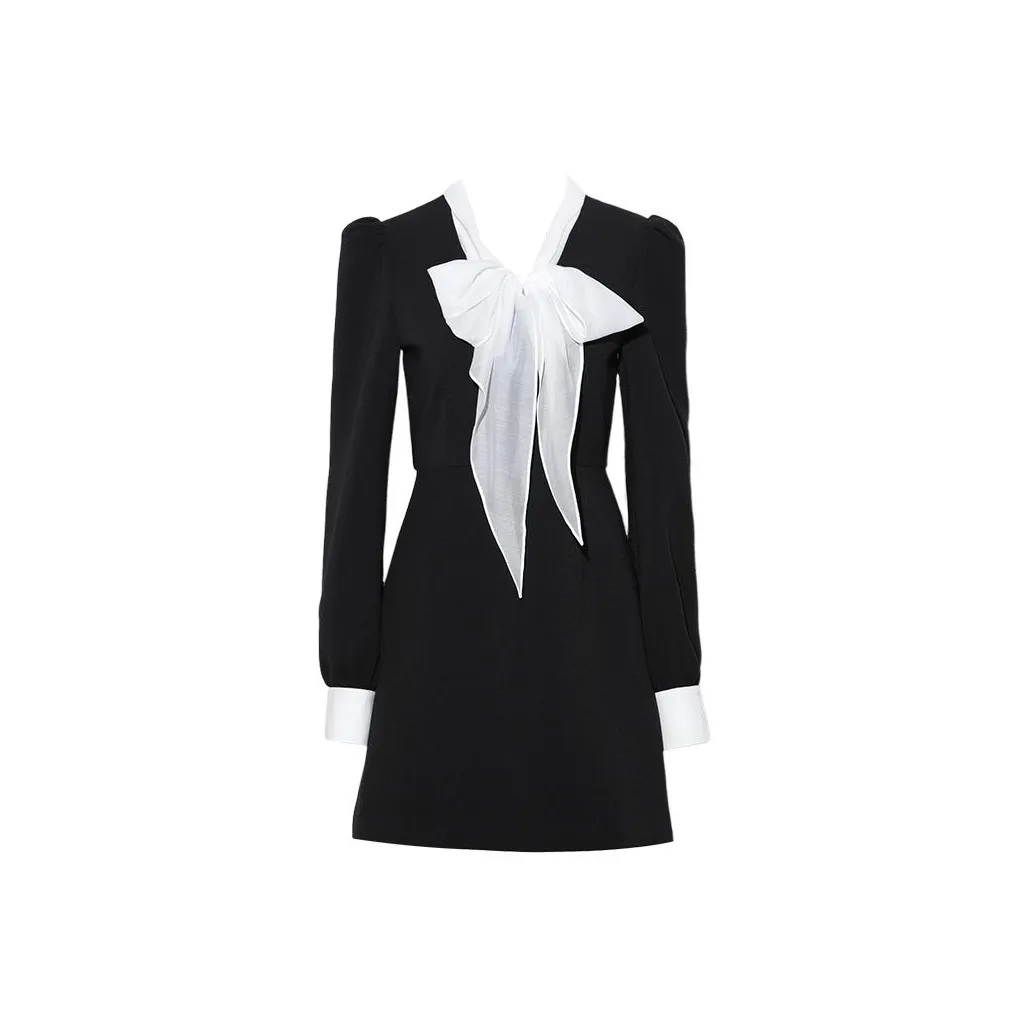 DPLAY Long Sleeved Dress Women's Black & White