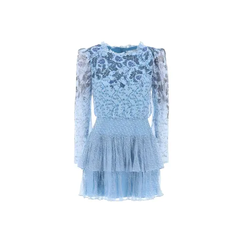 SALONI Blue Женские Длинные Платья с Рукавами