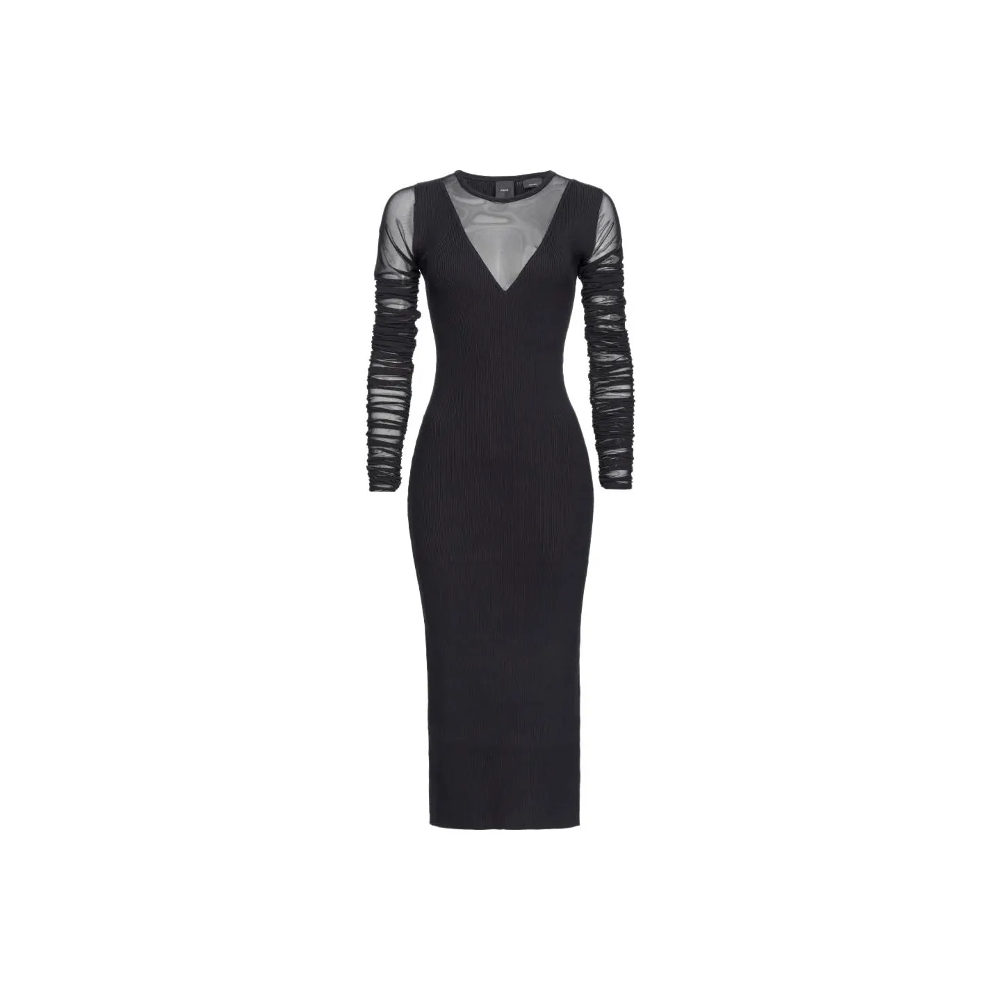 PINKO Tulle Ruched Long Knitted Dress