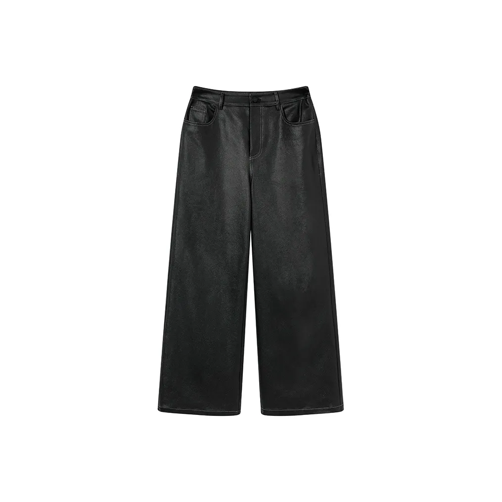 Ouyang Кожаные брюки женские черные