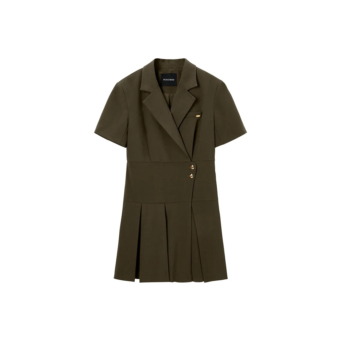 PEACEBIRD Коричневый Женские Короткие Платья с Рукавами