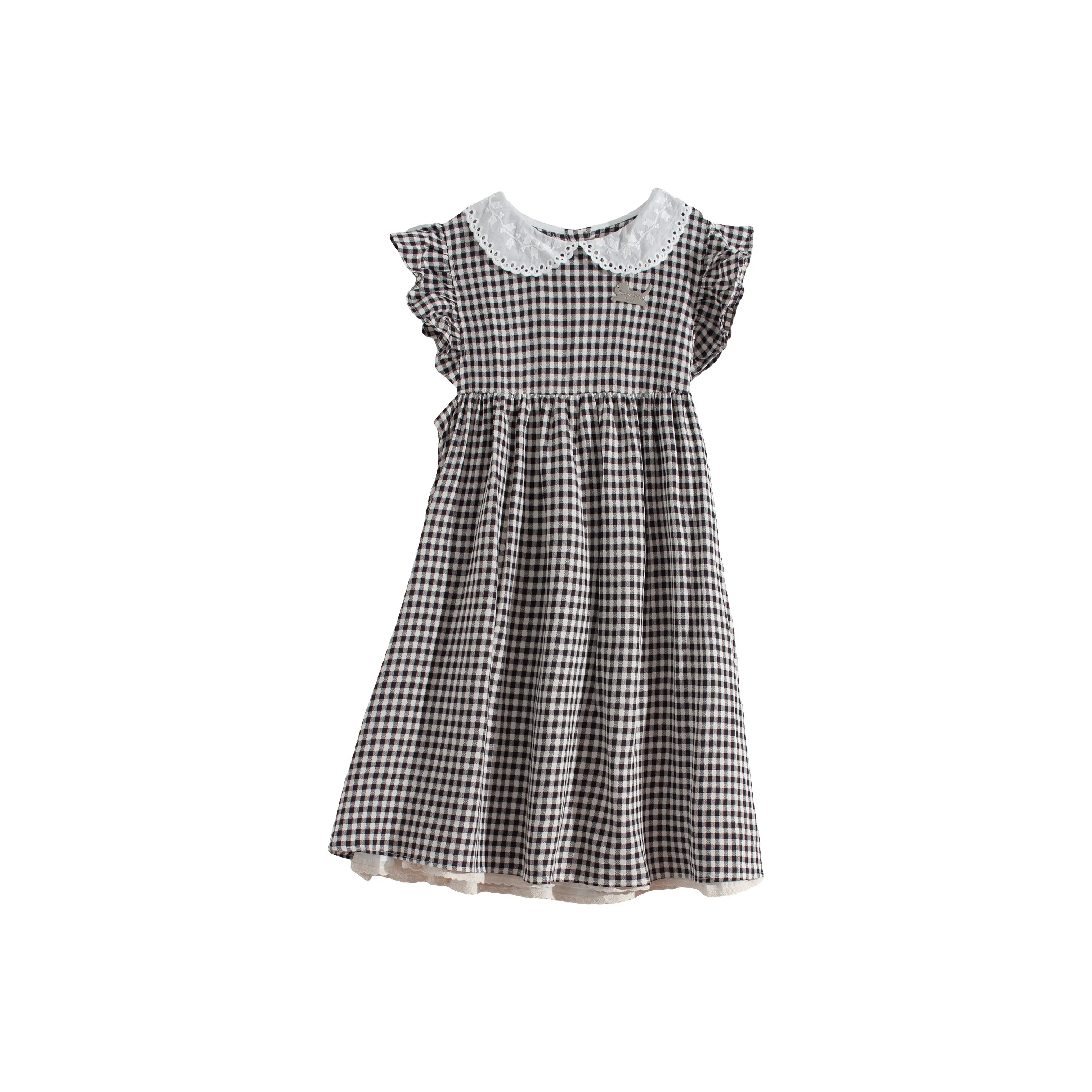 AHDO Sleeveless Dress Women's Black White Plaid