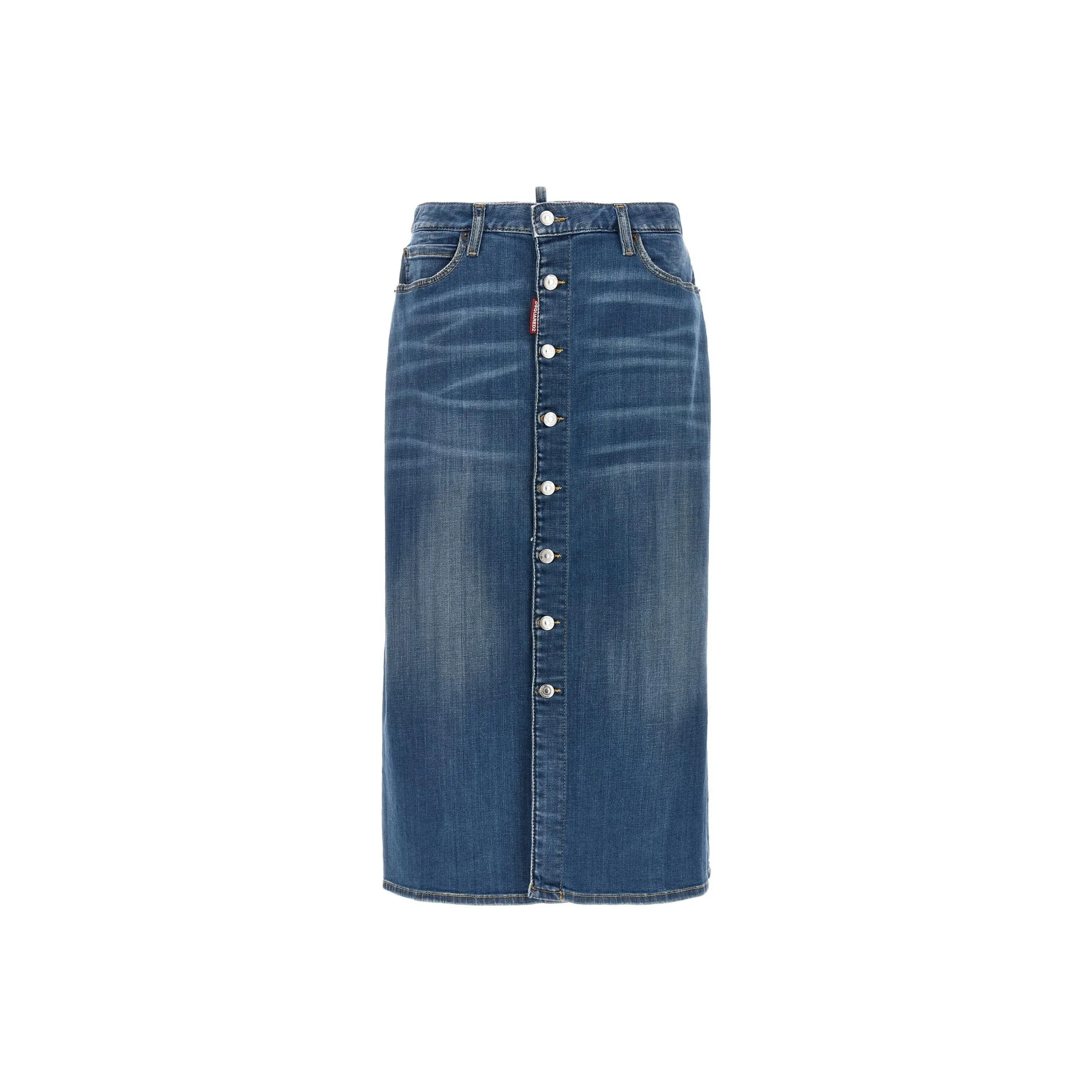 Dsquared2 Distressed Long Denim Skirt