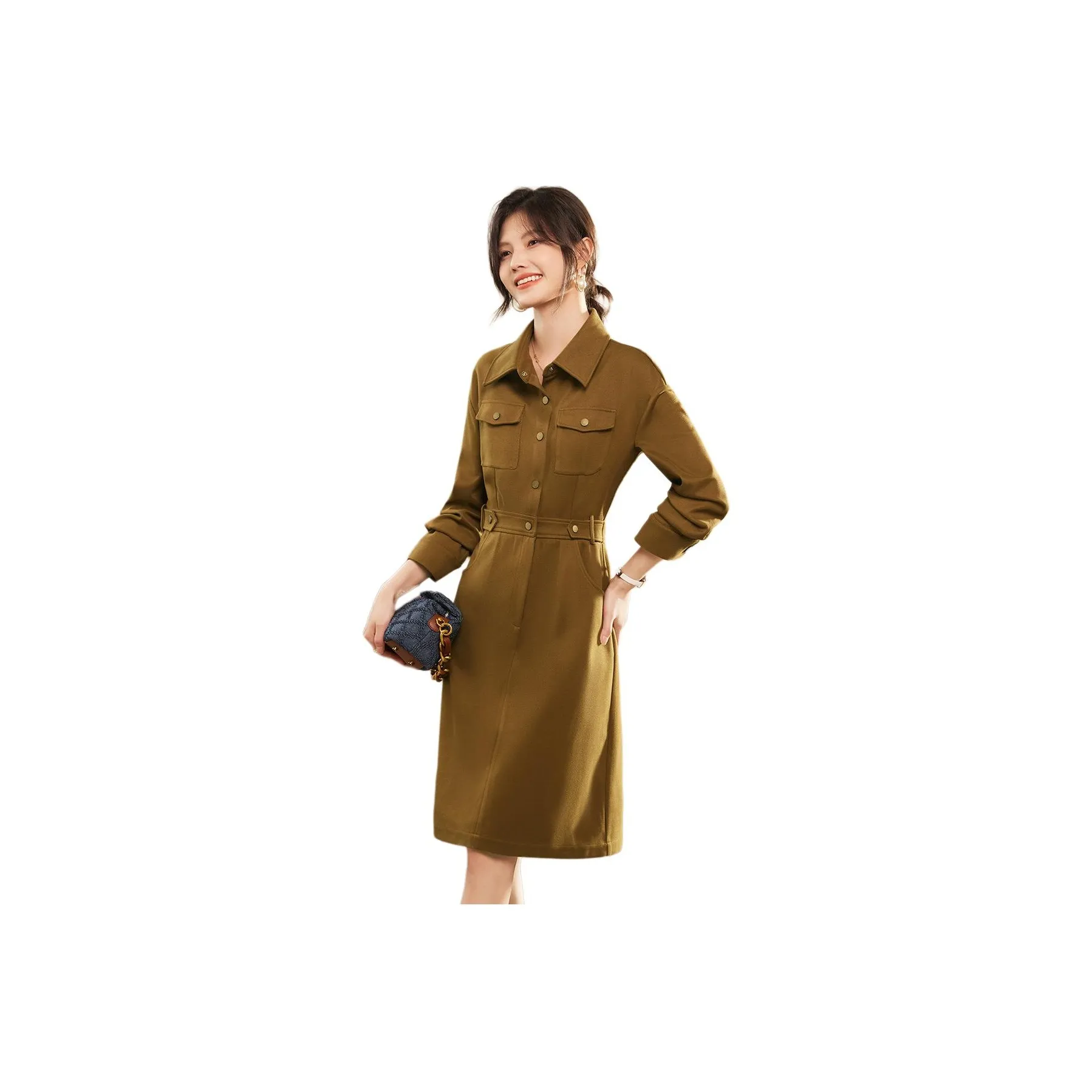 Still Quiet Длинное платье с длинными рукавами, женское, земляной желтый