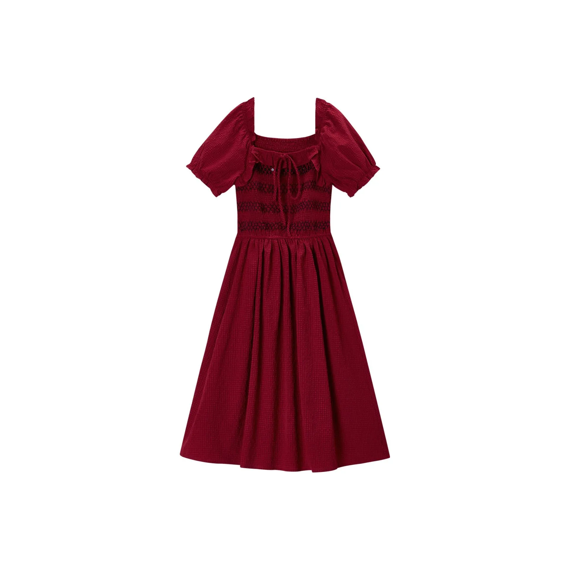 EICHITOO Короткое платье с короткими рукавами женское темно-красное