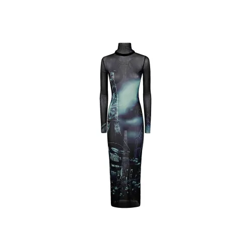 Jean Paul Gaultier Blue Женские Длинные Рукава Платья