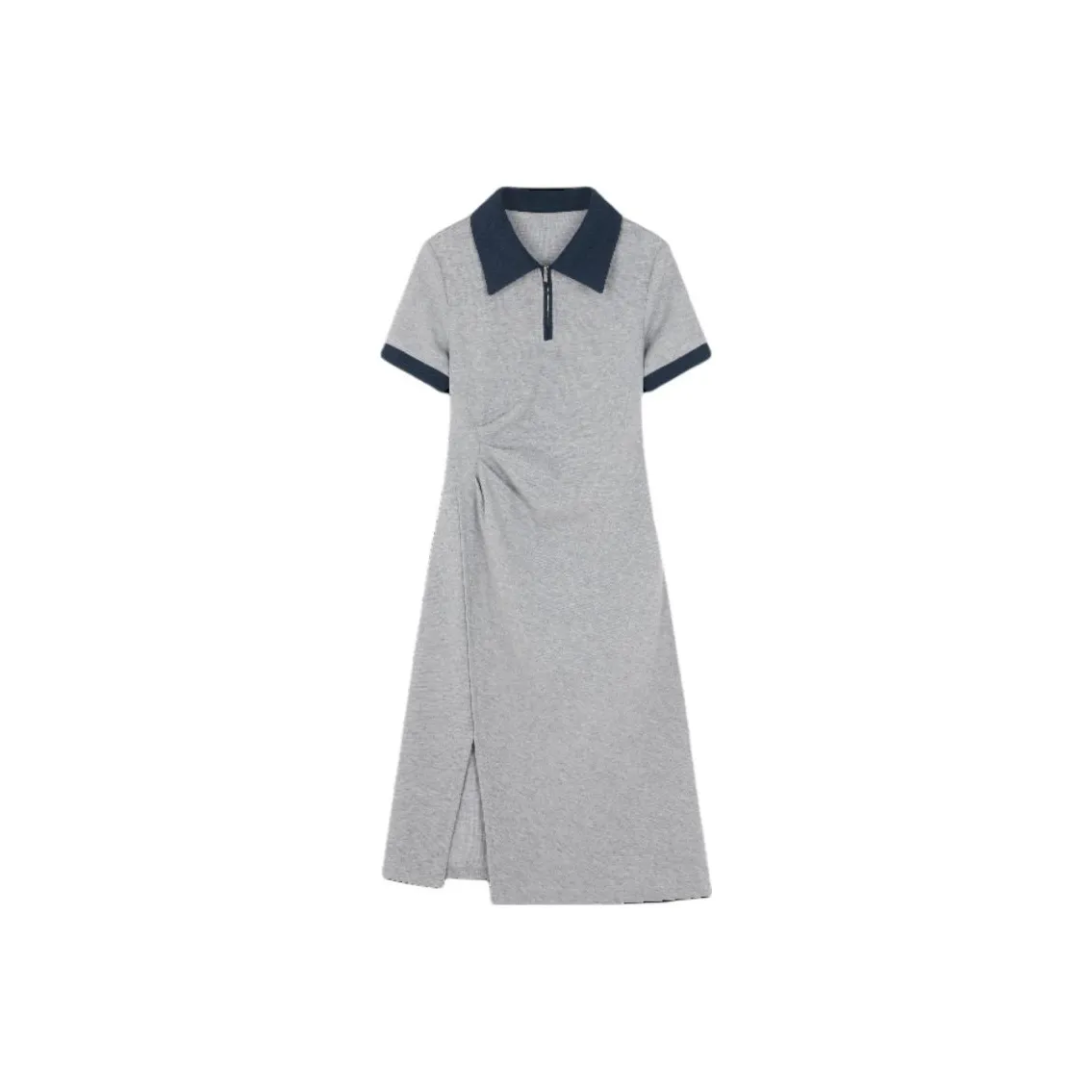 Mo Han Yi Mei Short Sleeved Dress Women's Gray & Navy Blue