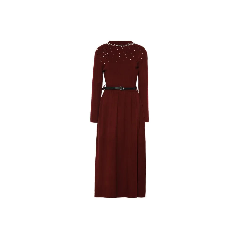 DPLAY Long Sleeved Dress Women's New Year Red