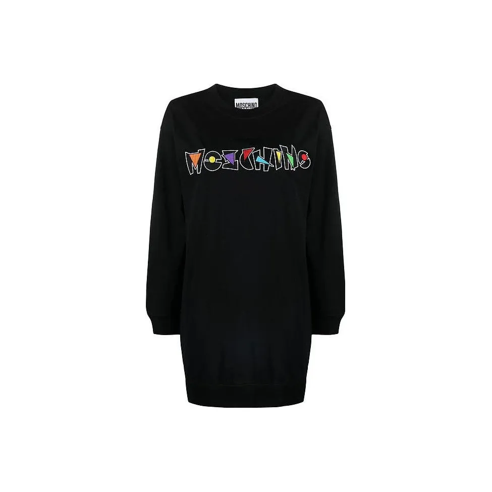 MOSCHINO Черное Женское Длинное Платье с Рукавами