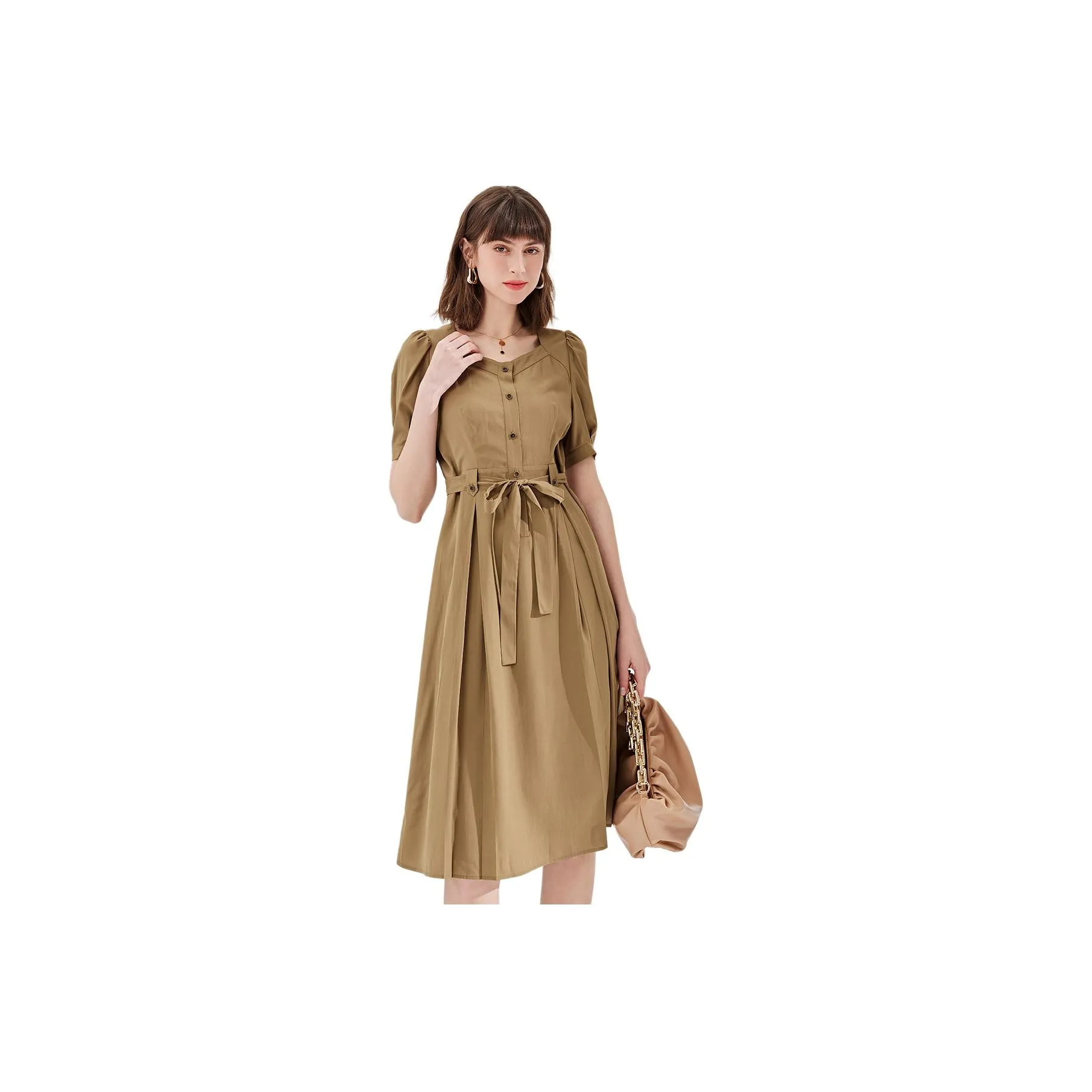 NAWAIN Short Sleeved Dress Women's Innoar Brown