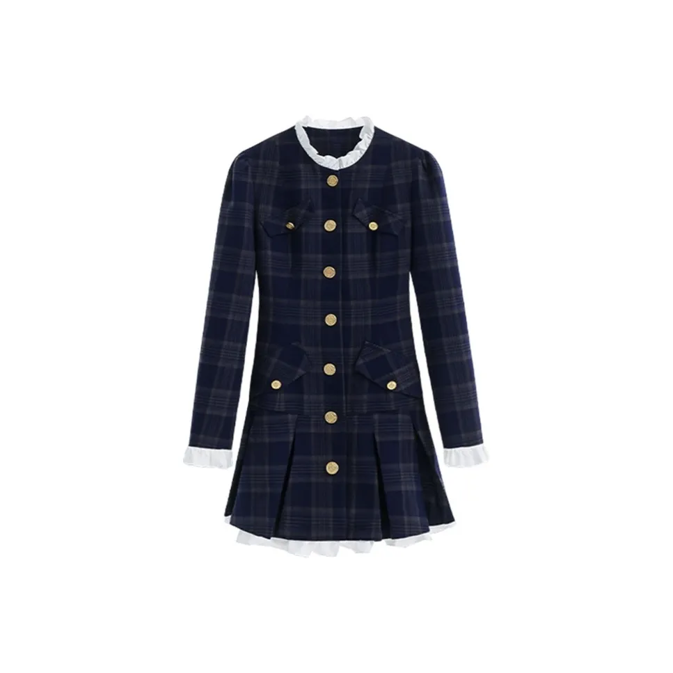 YGPRW Long-Sleeved Dresses Women's Blue