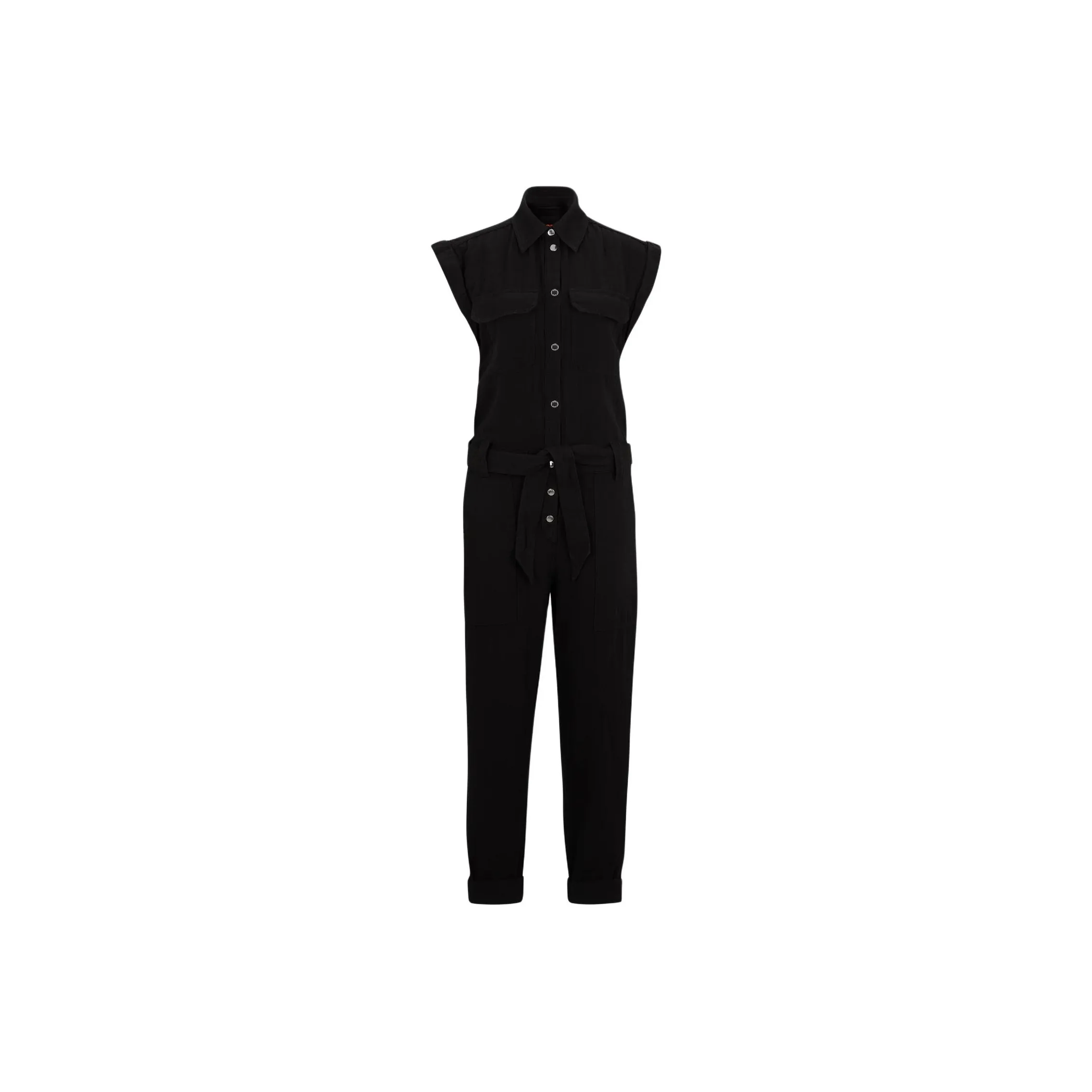 HUGO BOSS Belted Utility Jumpsuit In Cotton Jumpsuit Women's Black
