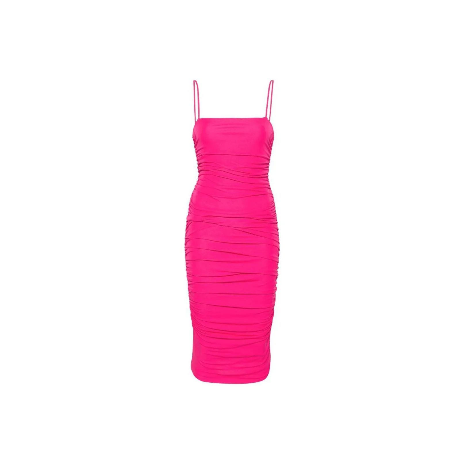 PINKO Ruched Spaghetti String Slim Fit Dress