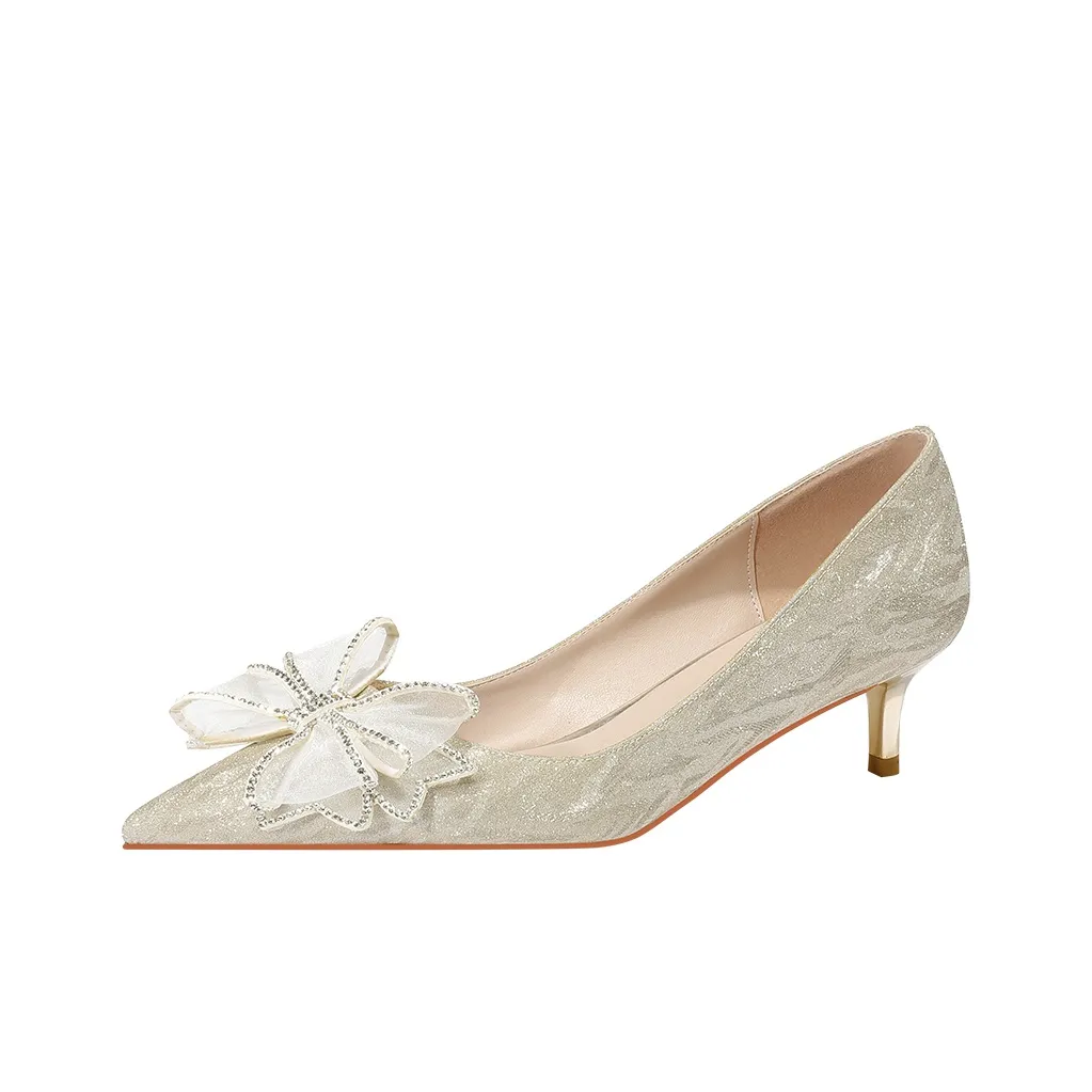 Lan Miao Узкий каблук Высокие каблуки 4,5 см Женские Золотой