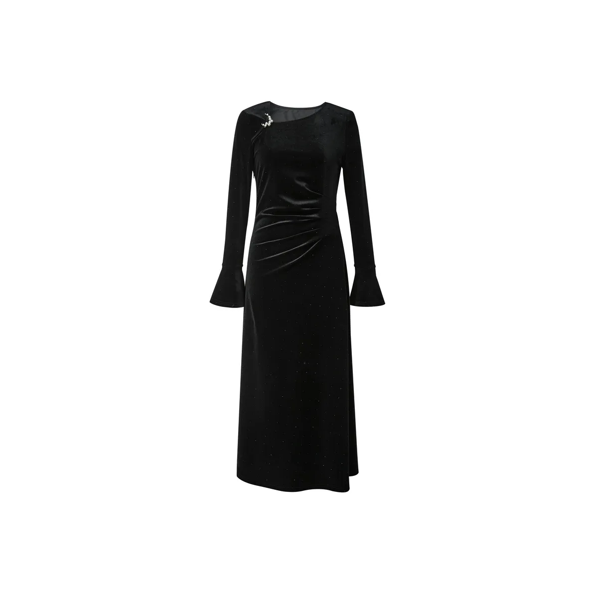 3COLOUR Длинное платье с длинными рукавами женское классическое черное