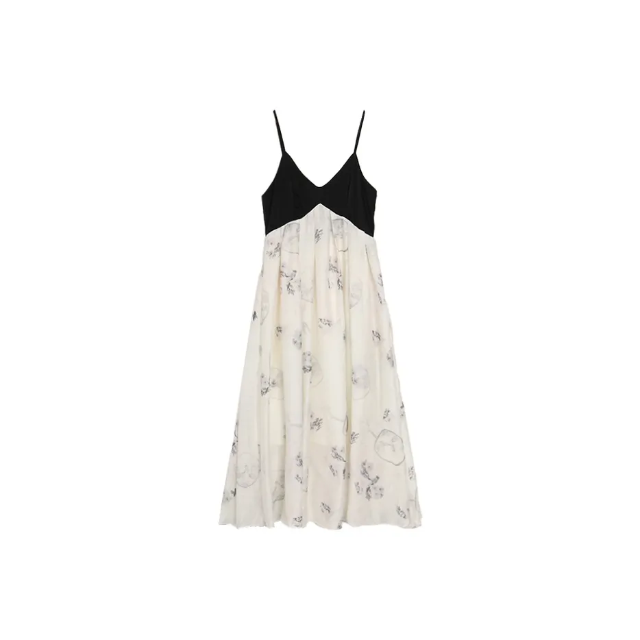 SETIROM Slip Dress Women's Black White