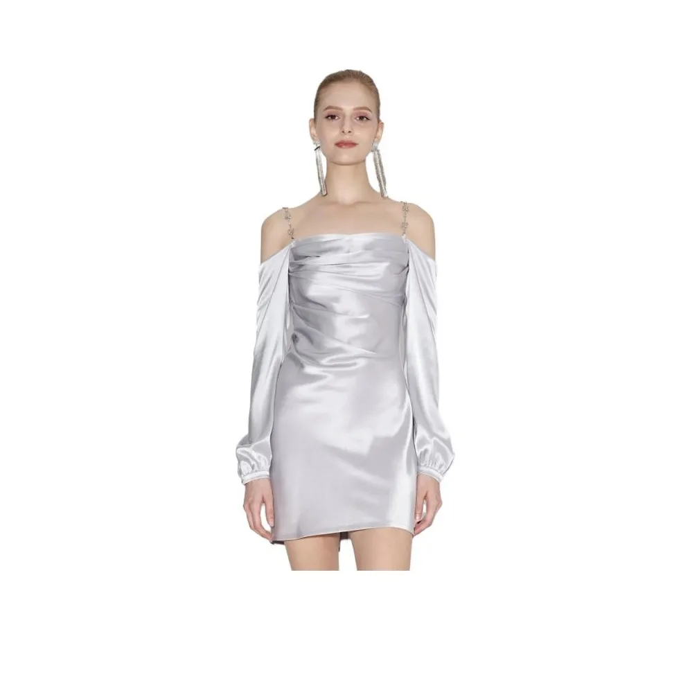 Bebe Slip Dresses Women's Silver Gray