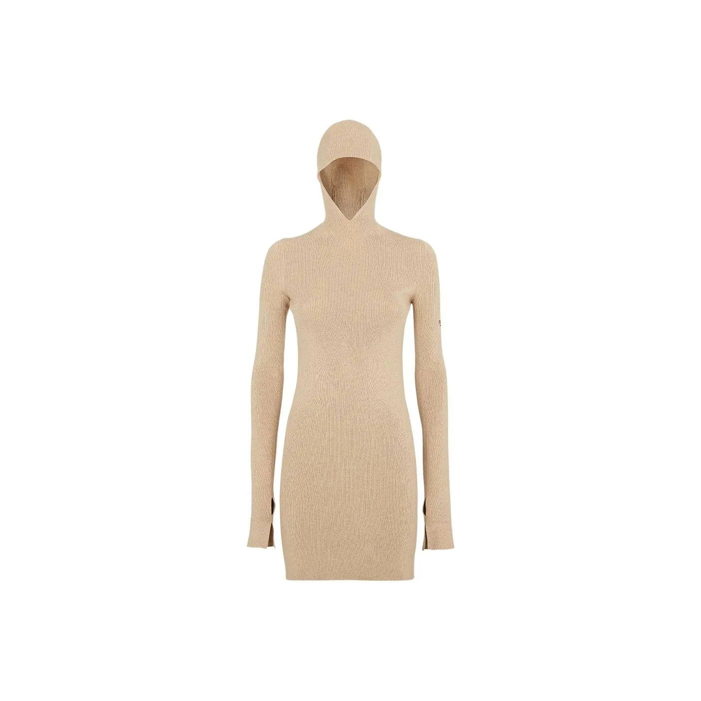 FENDI Long Sleeved Hooded Ribbed Dress