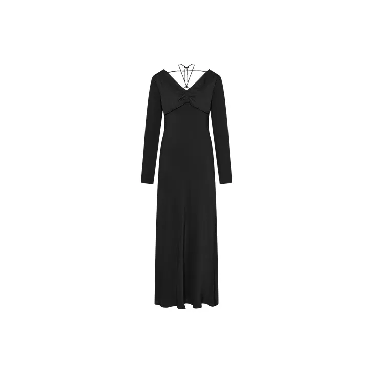 URBAN REVIVO Длинное платье с длинными рукавами женское глубокий черный