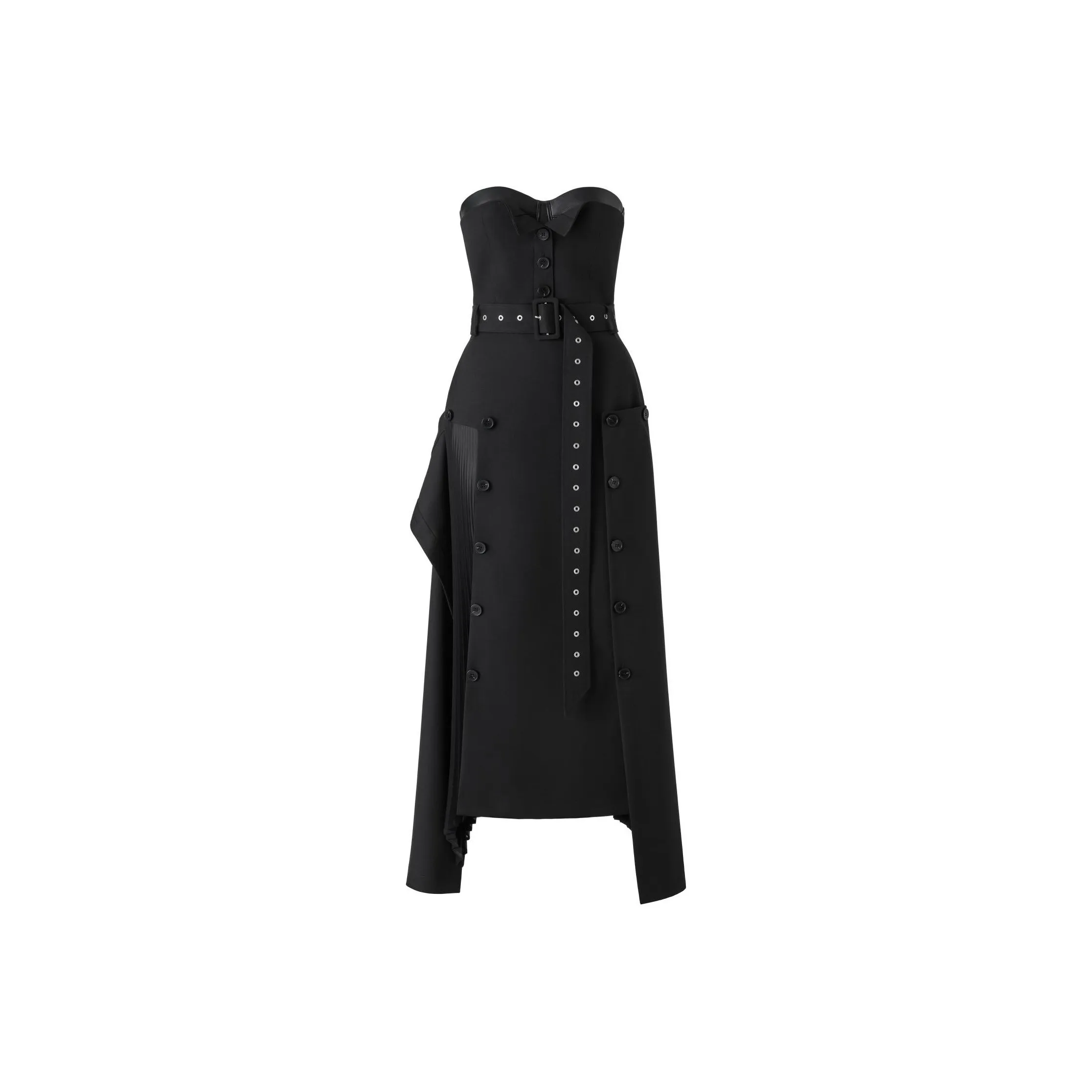 Rokh H&M Bandeau Dress With Leather Bra Black