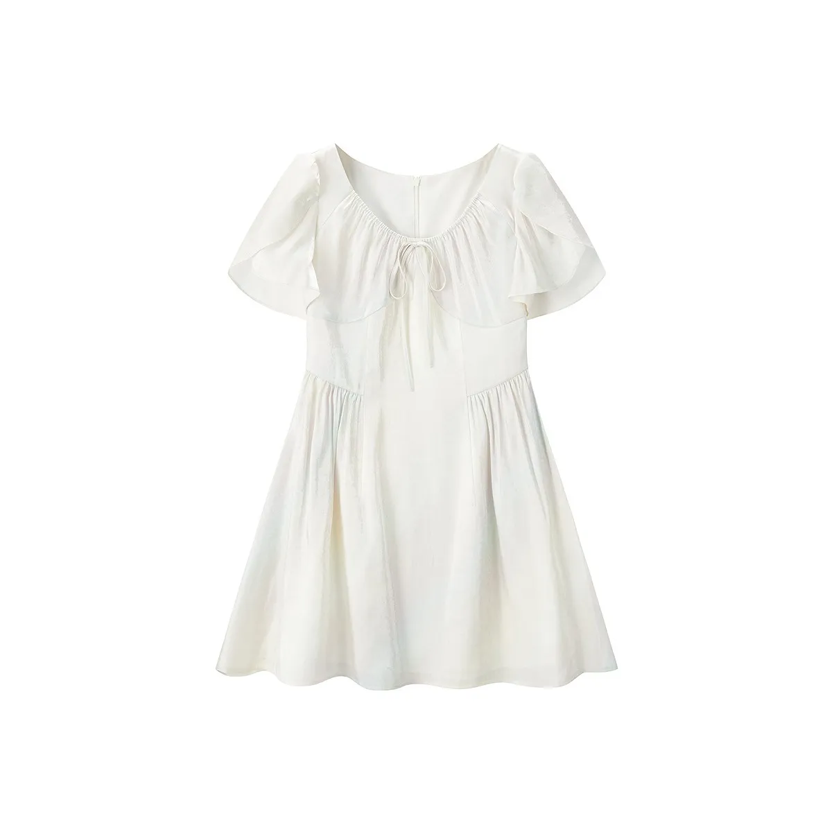 LEDIN Короткий рукав Платье Женское Туманно-белый