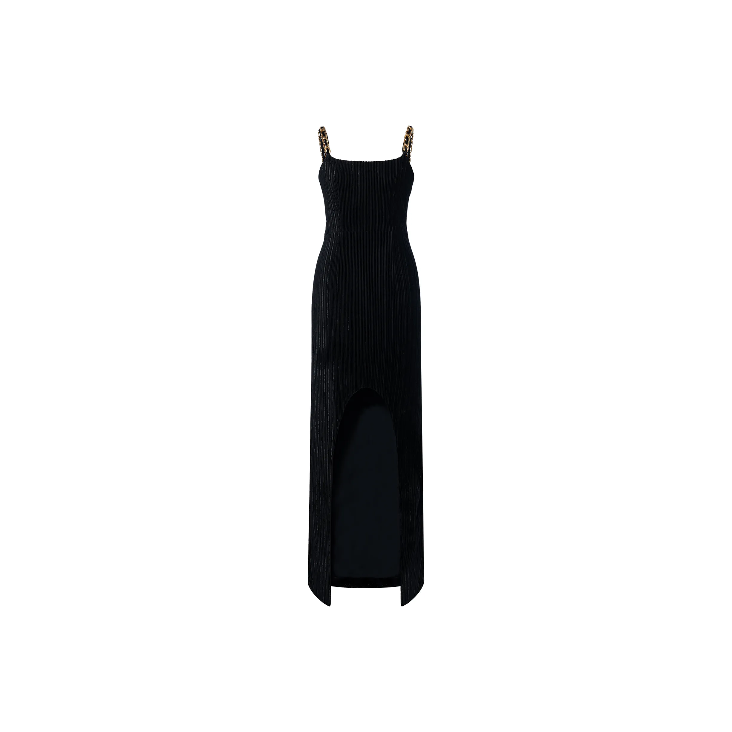 BALMAIN Chain Strap Velvet Maxi Dress