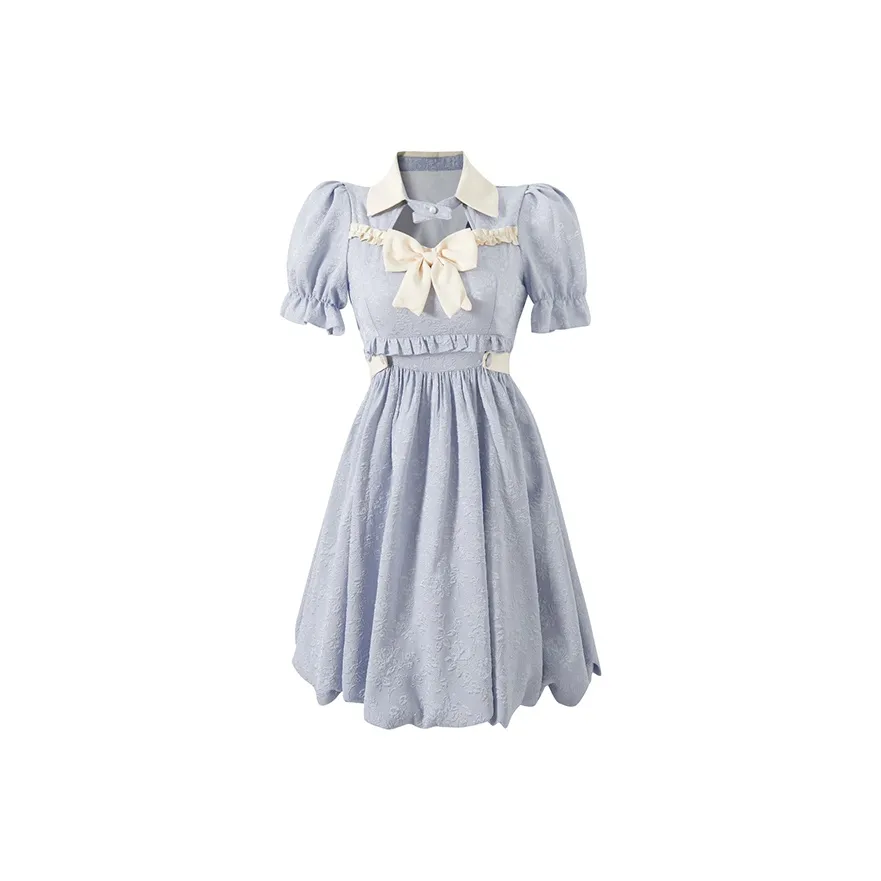 BIFH Короткий рукав Платье Женское Светло-синий