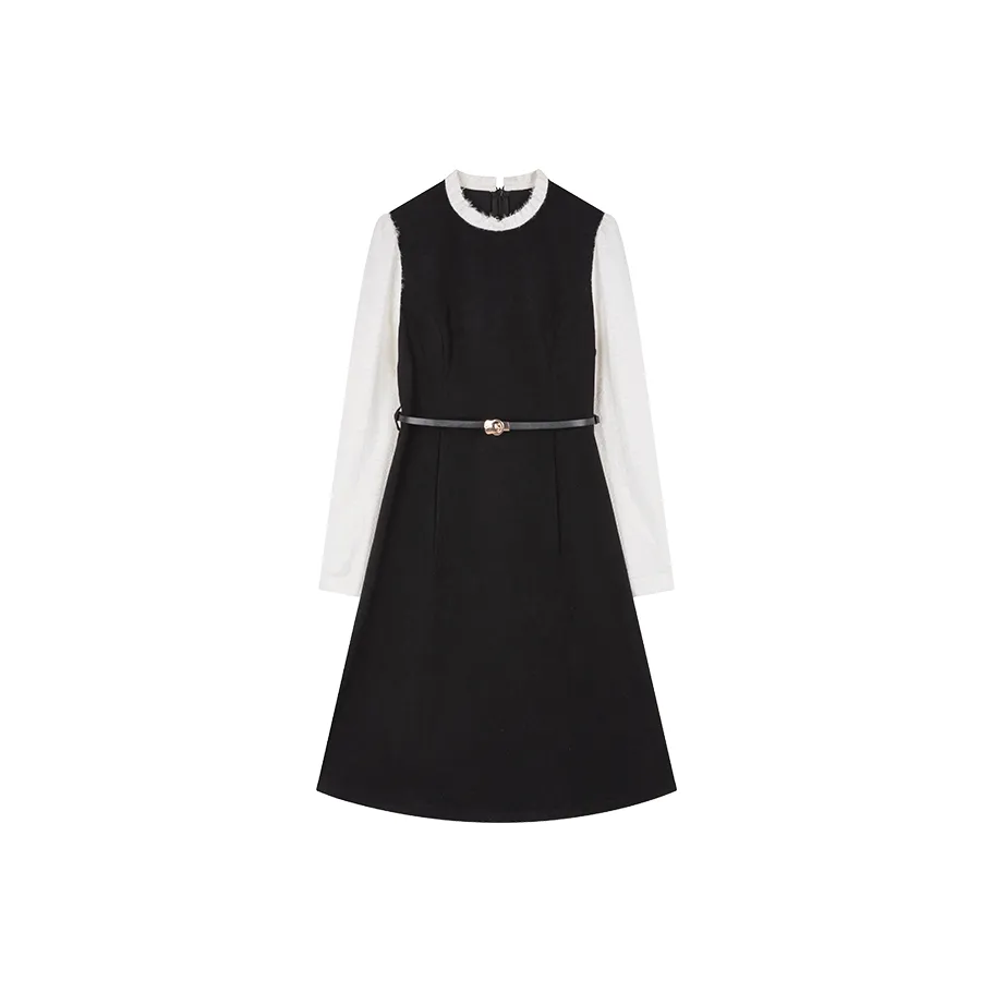 Mo Han Yi Mei Long Sleeved Dress Women's Black & White
