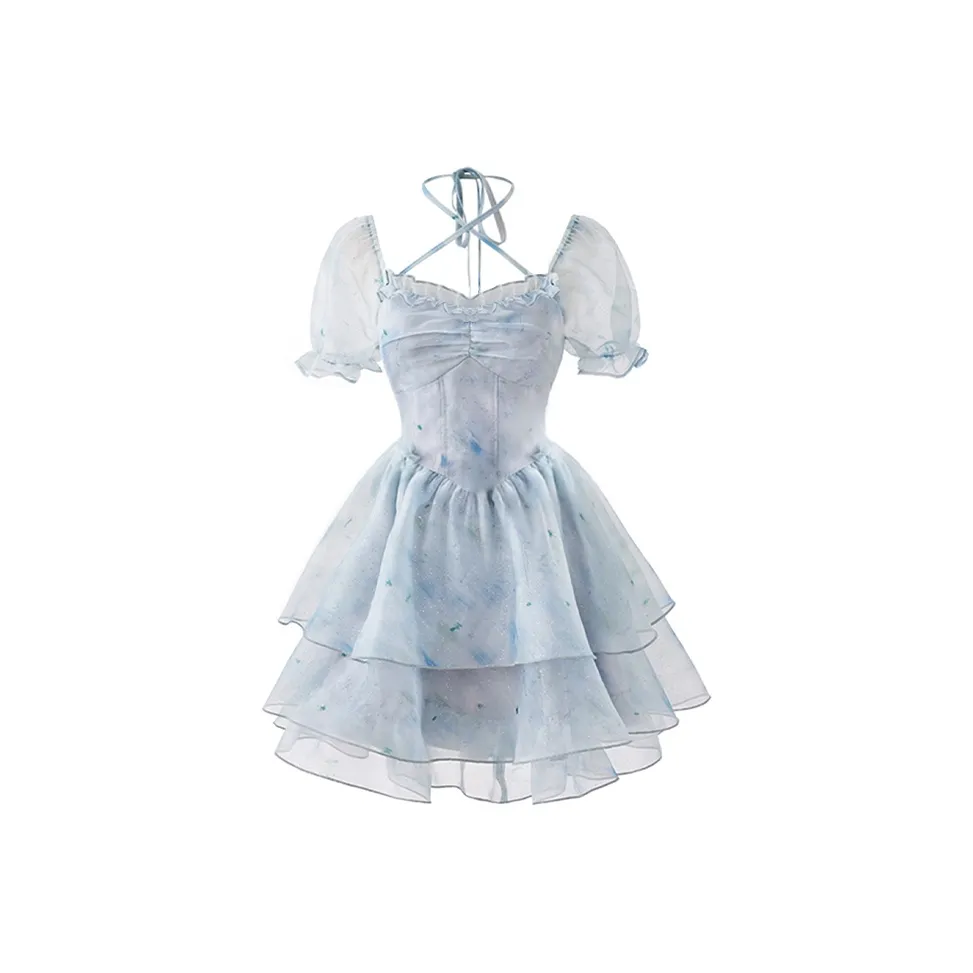 Бренд Cotton Shopping Короткий рукав Платье Женское Пыльно-синий