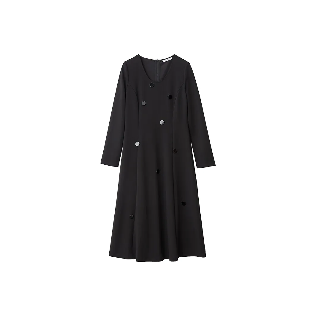 AMII Длинное платье с длинными рукавами женское черное