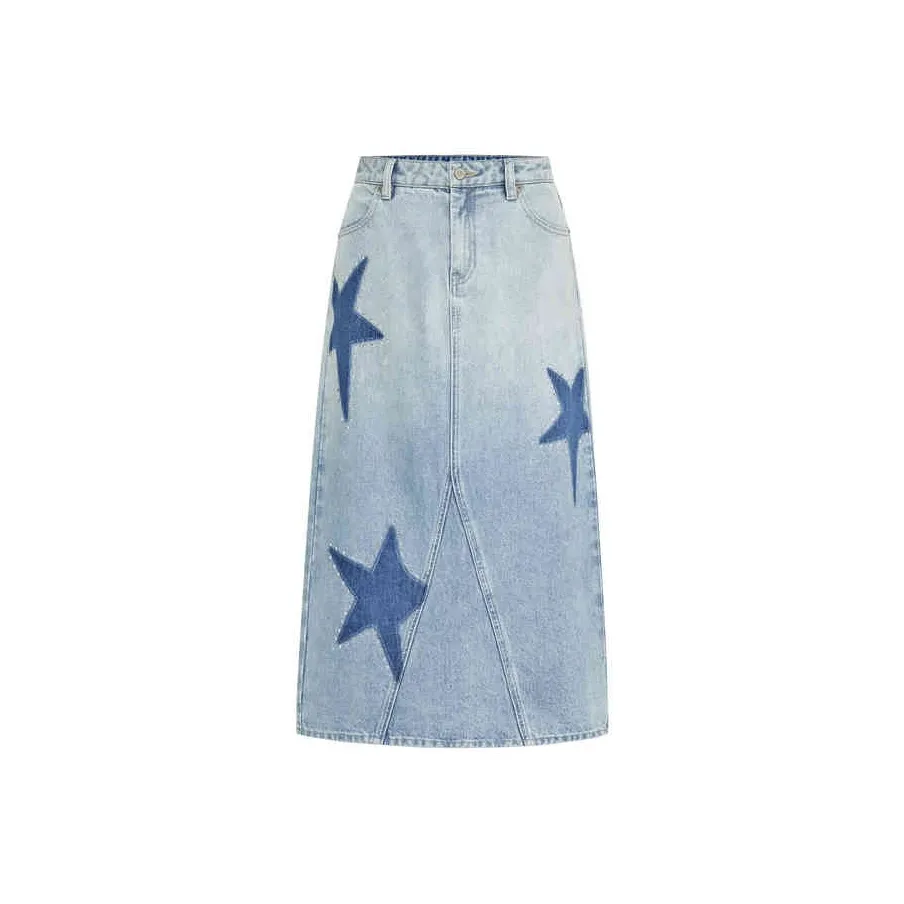 Short Sentence Denim Long Skirt Women's Blue Короткий Sentence Деним Длинный Юбка Женские Синий