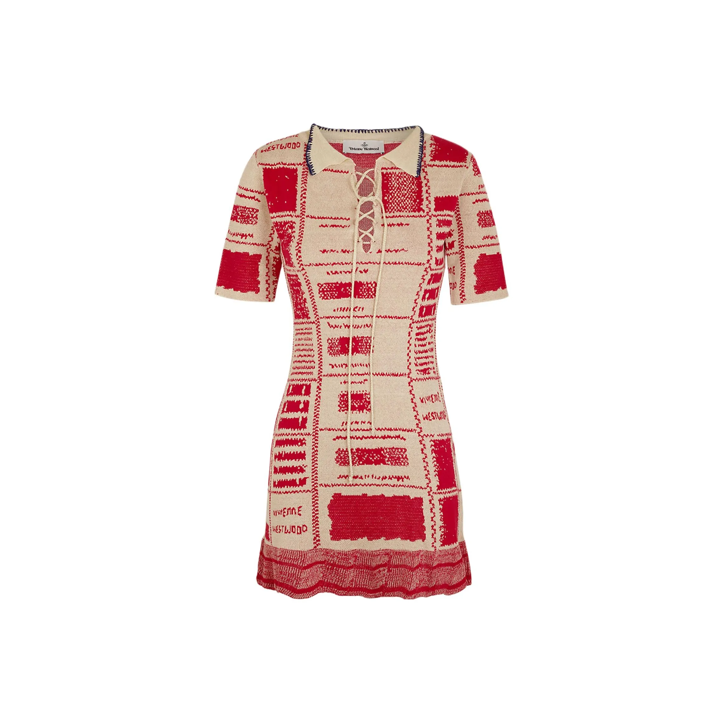 Vivienne Westwood SS25 Short Sleeved Dress Women's Beige Red