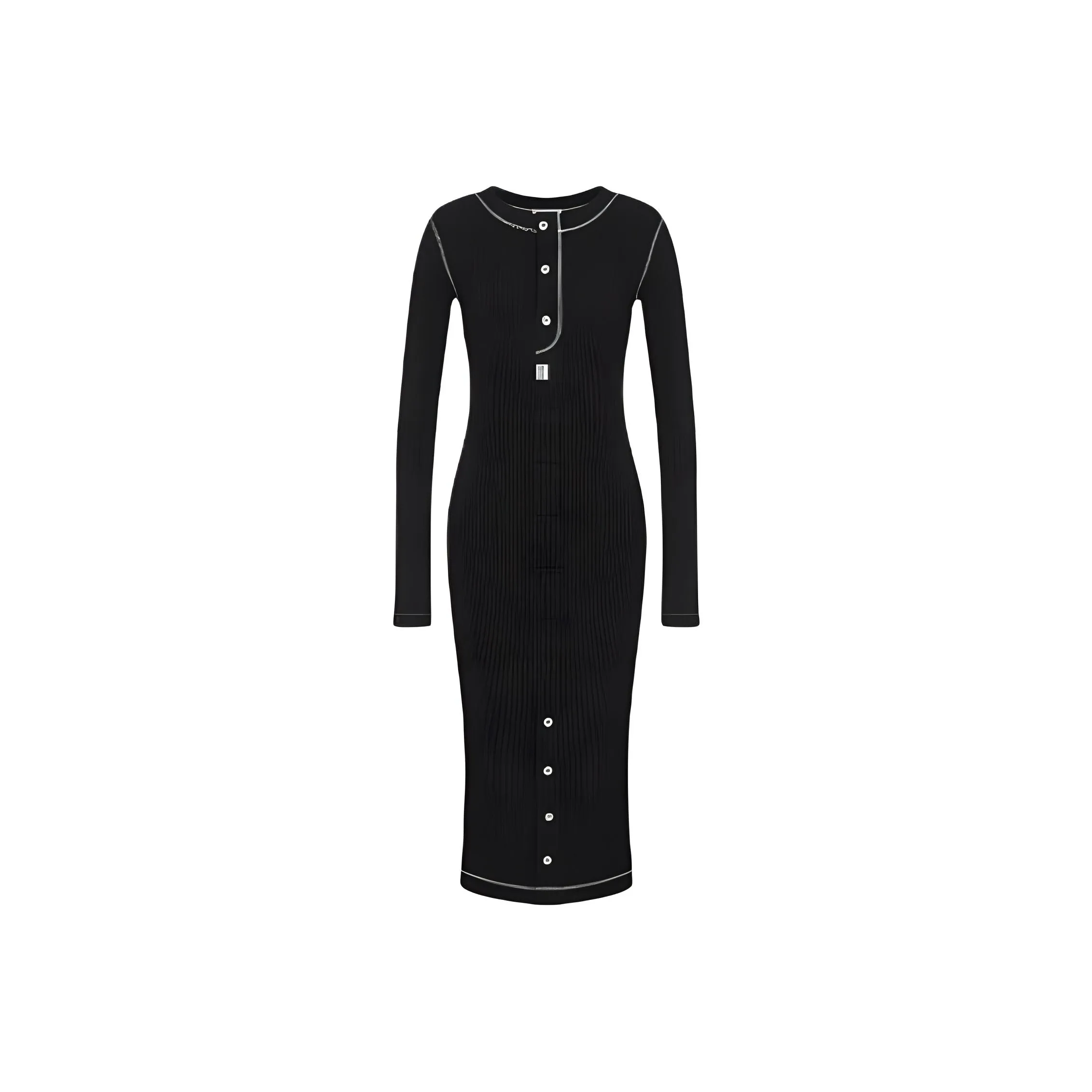 MOSCHINO Черное Женское Длинное Платье с Рукавами