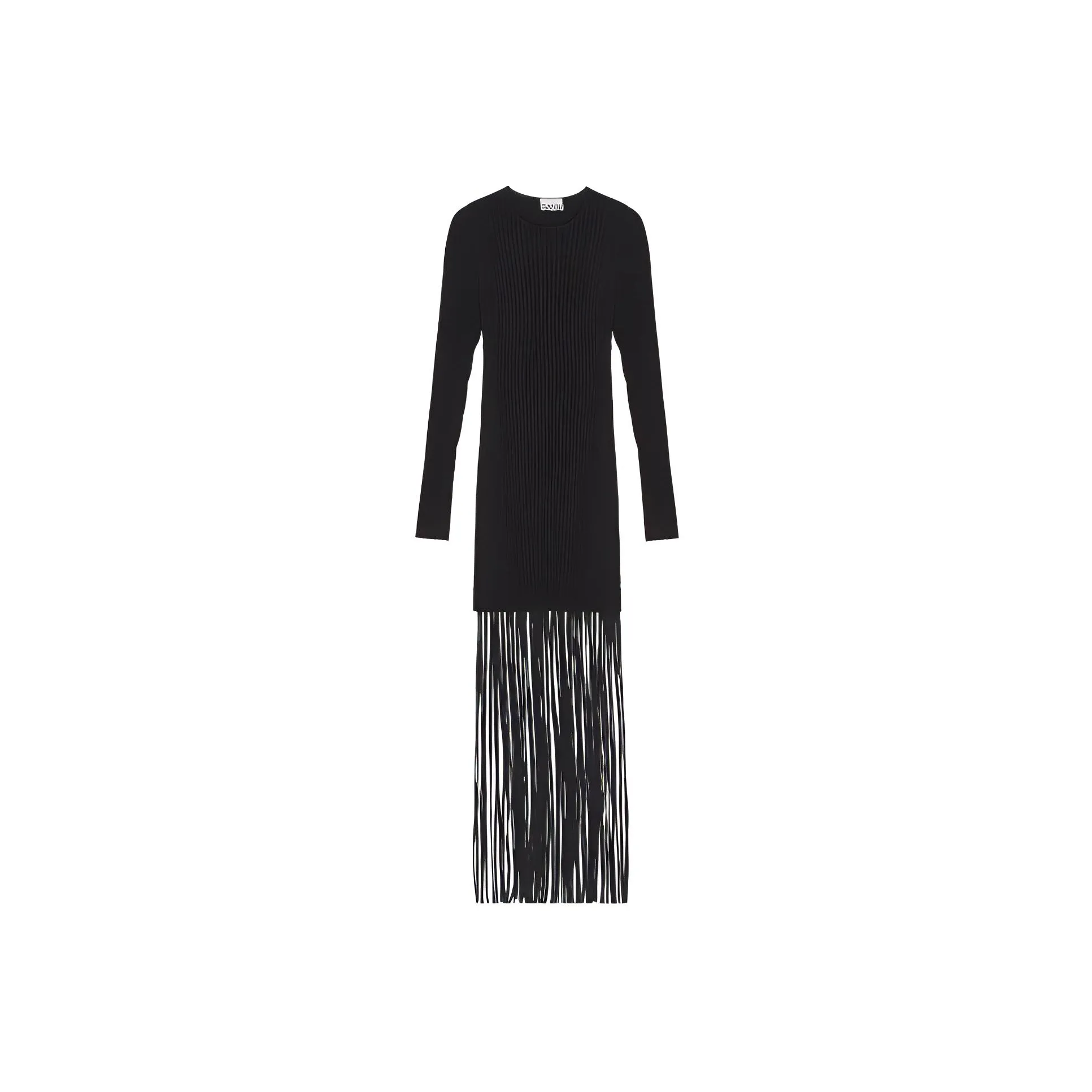 GANNI Knit Fringe Mini Dress 'Black'